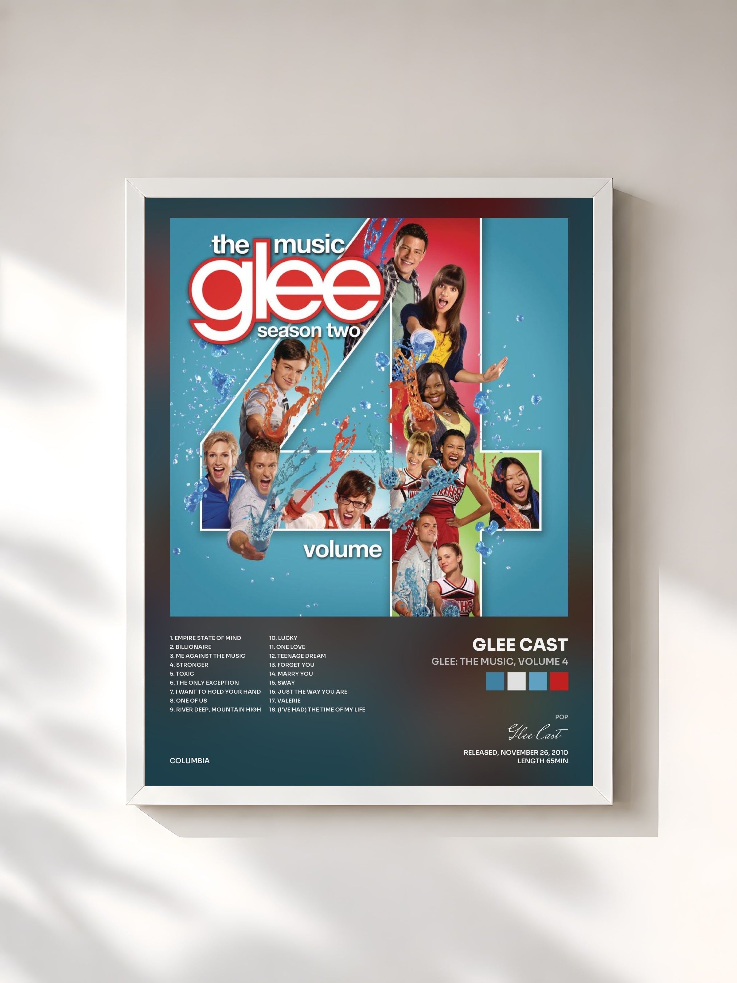 #blanc Glee: The Music, Volume 4 de Glee Cast en lámina enmarcada, marco blanco, impresa y enmarcada en Francia