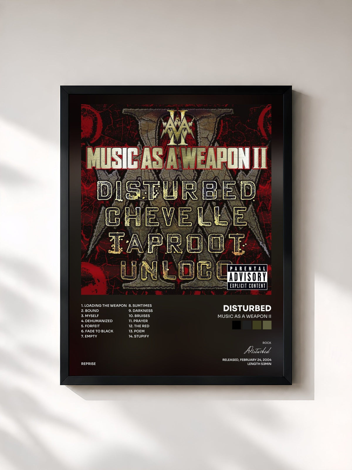 #noir Music as a Weapon II by Disturbed as a framed art print, black frame, printed and framed in France