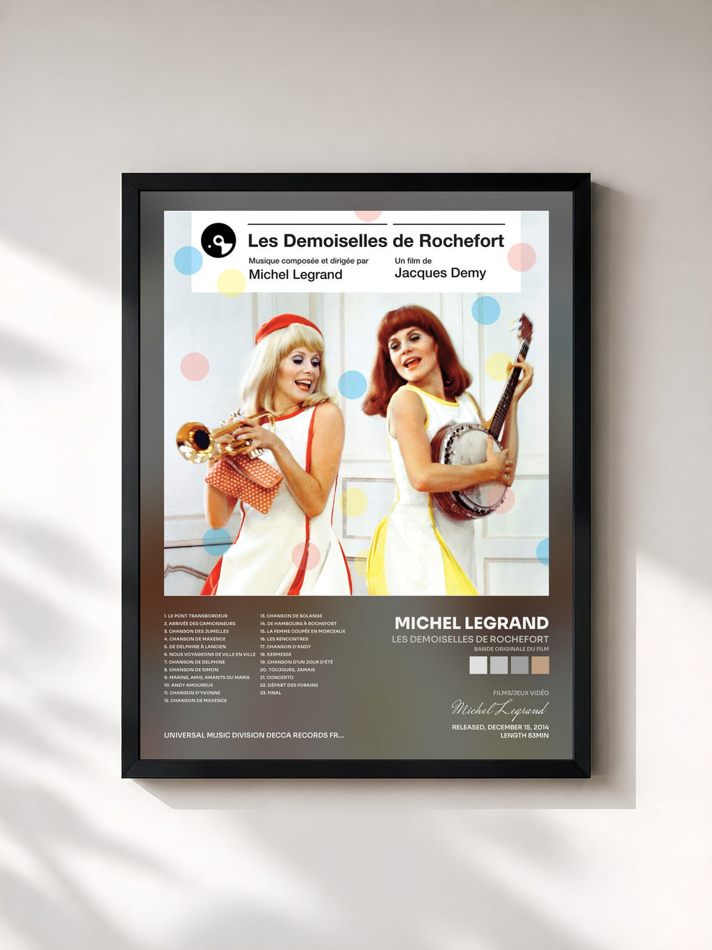#noir Tableau de l'album Les demoiselles de Rochefort (Bande originale du film) de Michel Legrand, cadre noir, imprimé et encadré en France