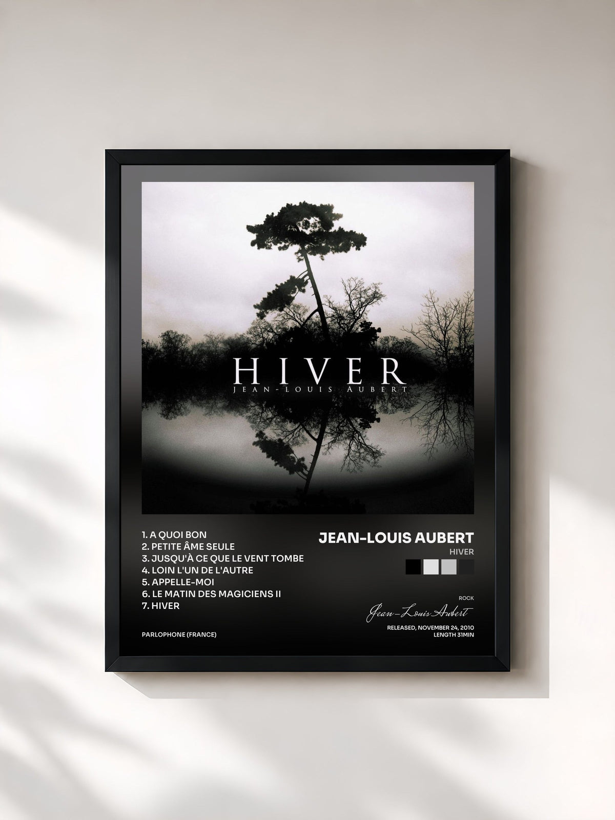 #noir Hiver by Jean-Louis Aubert as a framed art print, black frame, printed and framed in France