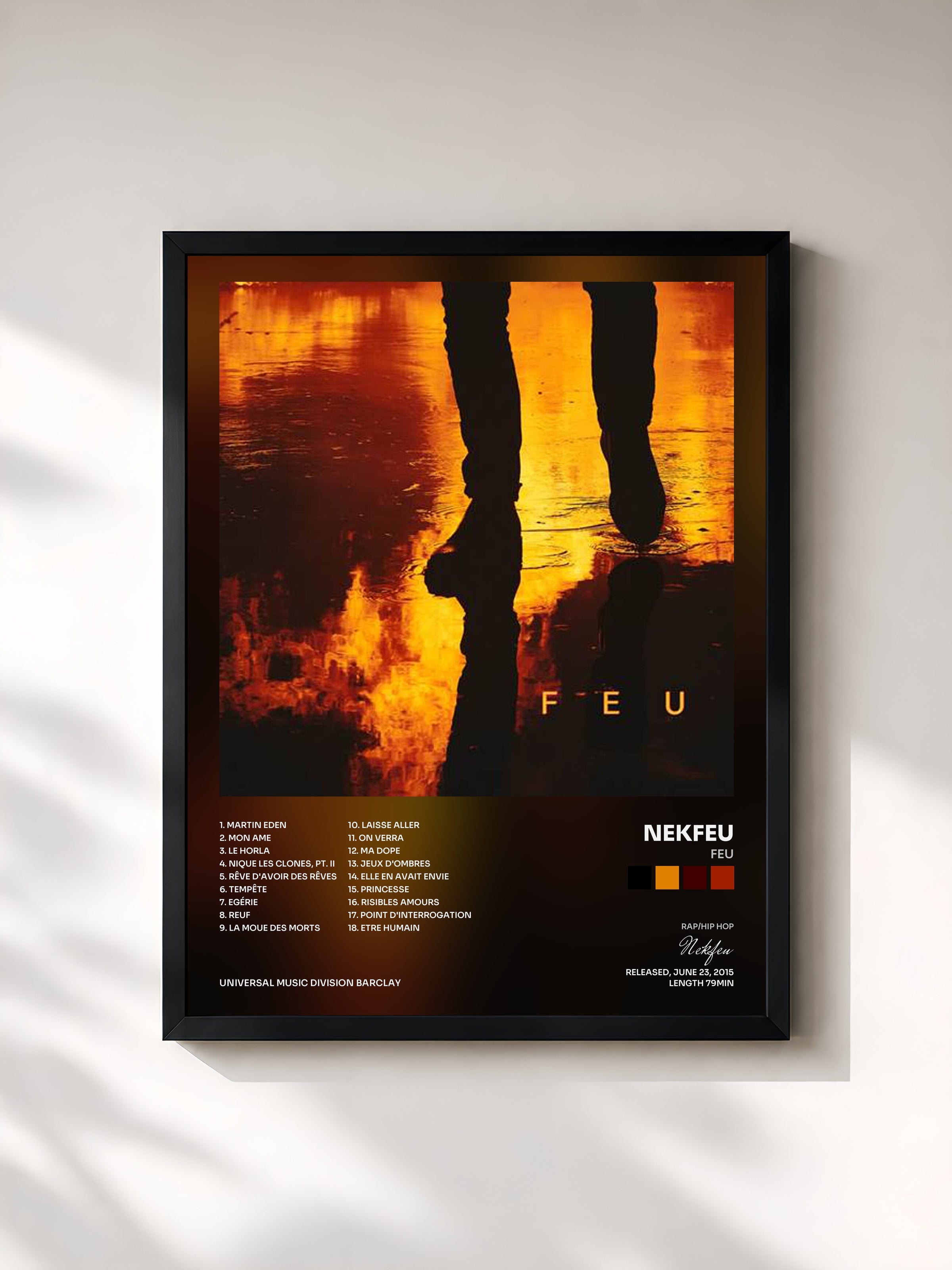 #noir Feu di Nekfeu in stampa incorniciata, cornice nera, stampata e incorniciata in Francia