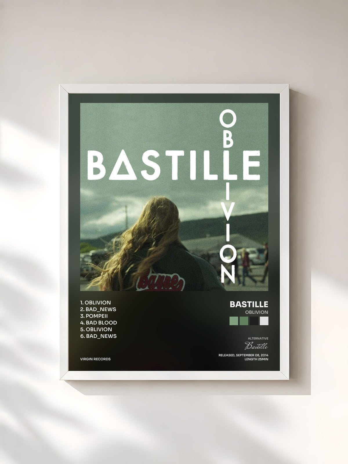 #blanc Oblivion von Bastille als gerahmter Kunstdruck, weißer Rahmen, gedruckt und gerahmt in Frankreich