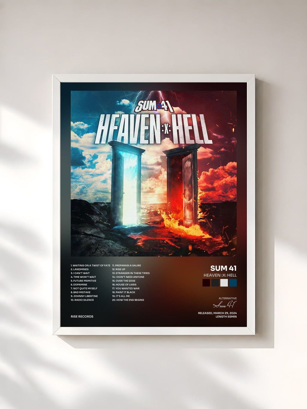 #blanc Heaven :x: Hell di Sum 41 in stampa incorniciata, cornice bianca, stampata e incorniciata in Francia
