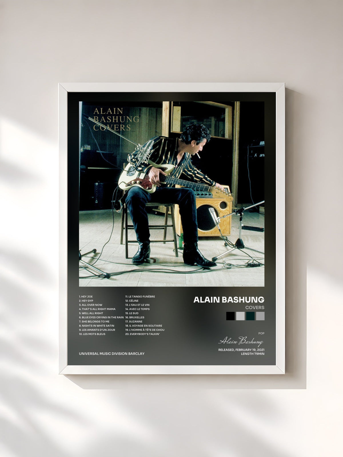 #blanc Covers di Alain Bashung in stampa incorniciata, cornice bianca, stampata e incorniciata in Francia