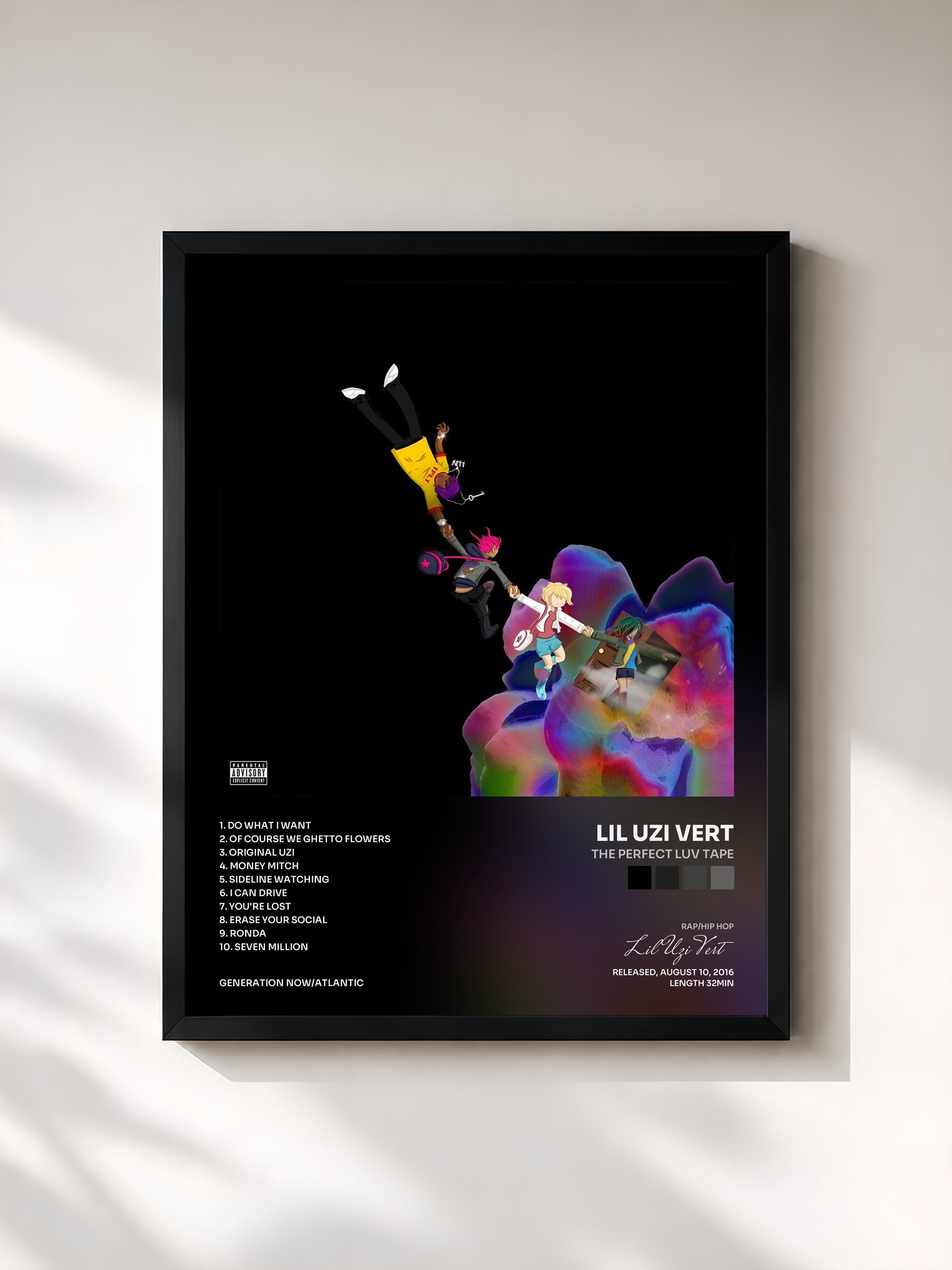 #noir The Perfect LUV Tape by Lil Uzi Vert as a framed art print, black frame, printed and framed in France