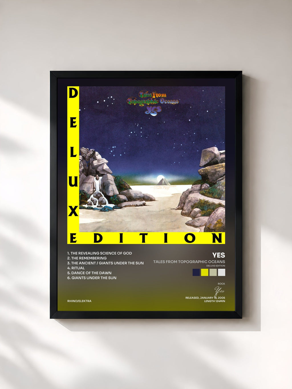 #noir Tales from Topographic Oceans (Deluxe Edition) de Yes en lámina enmarcada, marco negro, impresa y enmarcada en Francia
