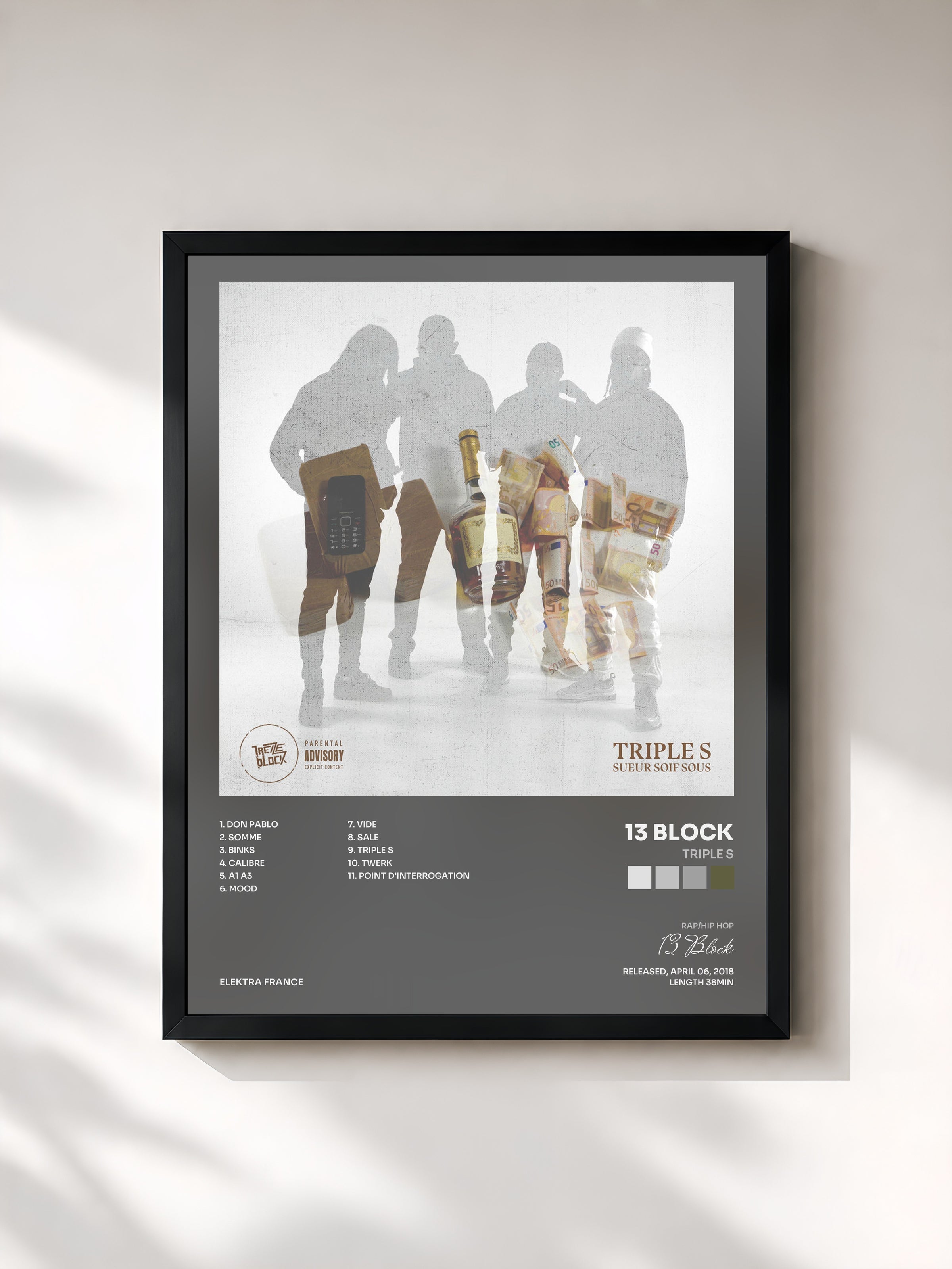 #noir Triple S by 13 Block as a framed art print, black frame, printed and framed in France
