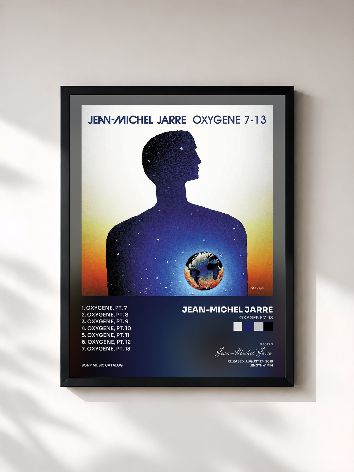#noir Tableau de l'album Oxygene 7-13 de Jean-Michel Jarre, cadre noir, imprimé et encadré en France