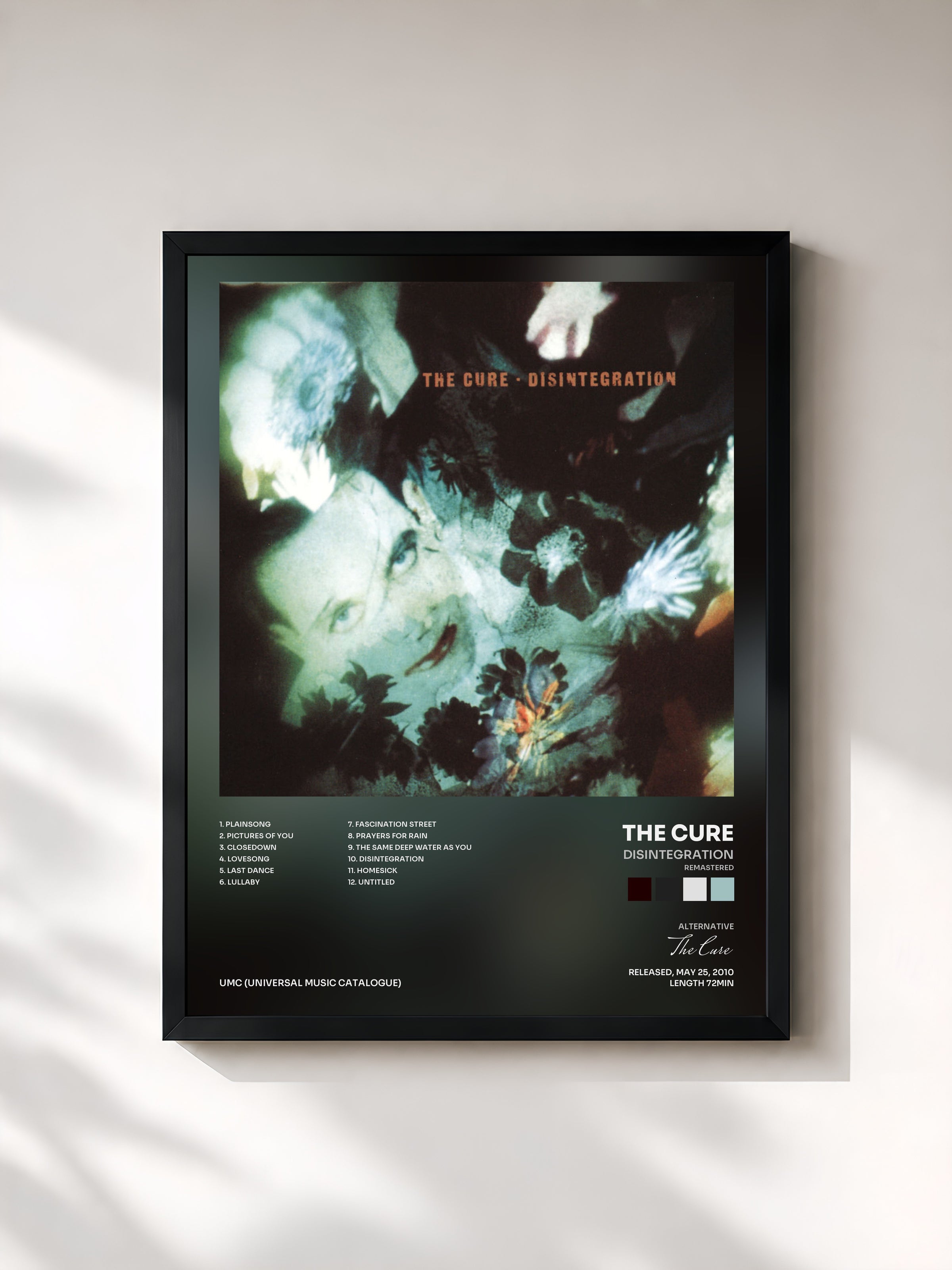 #noir Disintegration (Remastered) by The Cure as a framed art print, black frame, printed and framed in France