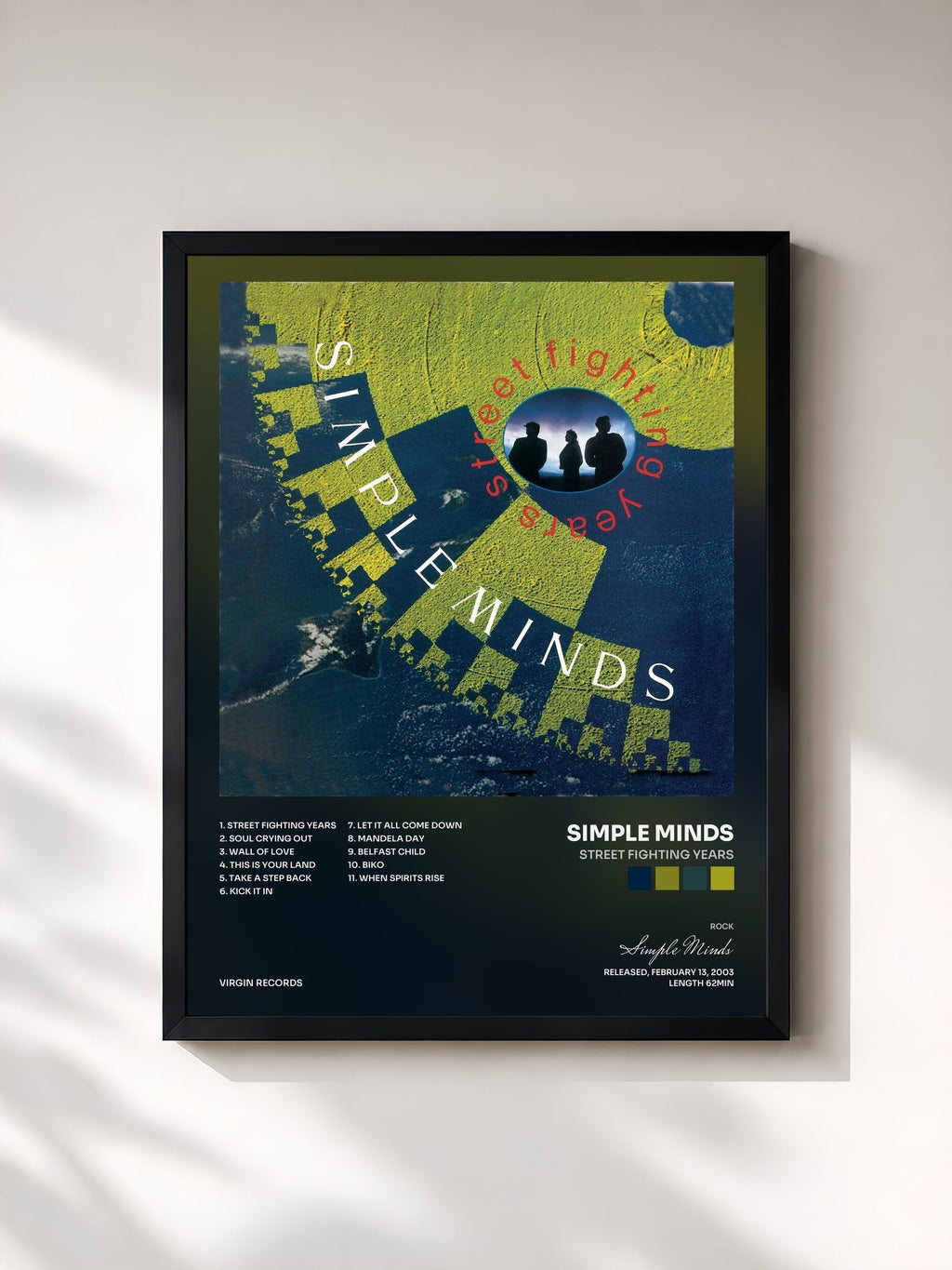 #noir Street Fighting Years by Simple Minds as a framed art print, black frame, printed and framed in France