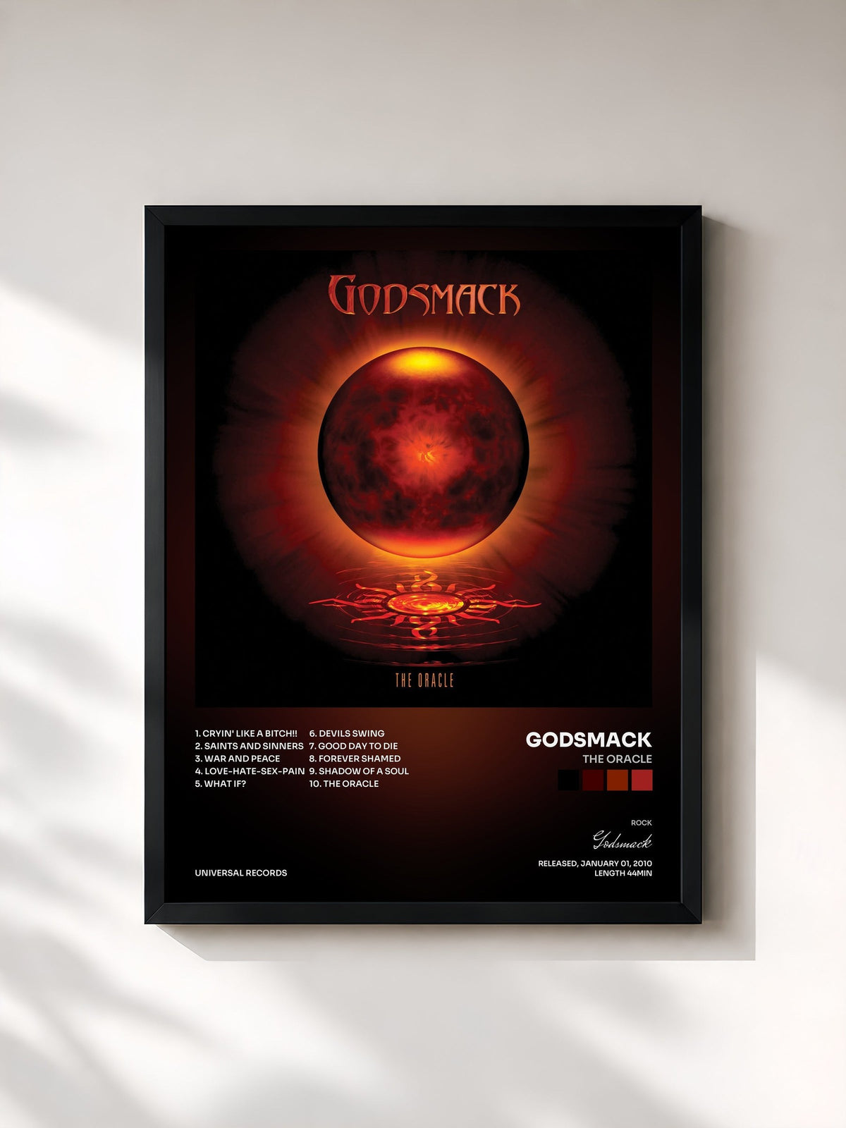 #noir Tableau de l'album The Oracle de Godsmack, cadre noir, imprimé et encadré en France