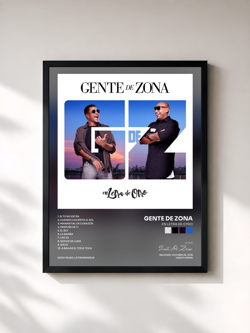 #noir En Letra de Otro de Gente De Zona en lámina enmarcada, marco negro, impresa y enmarcada en Francia