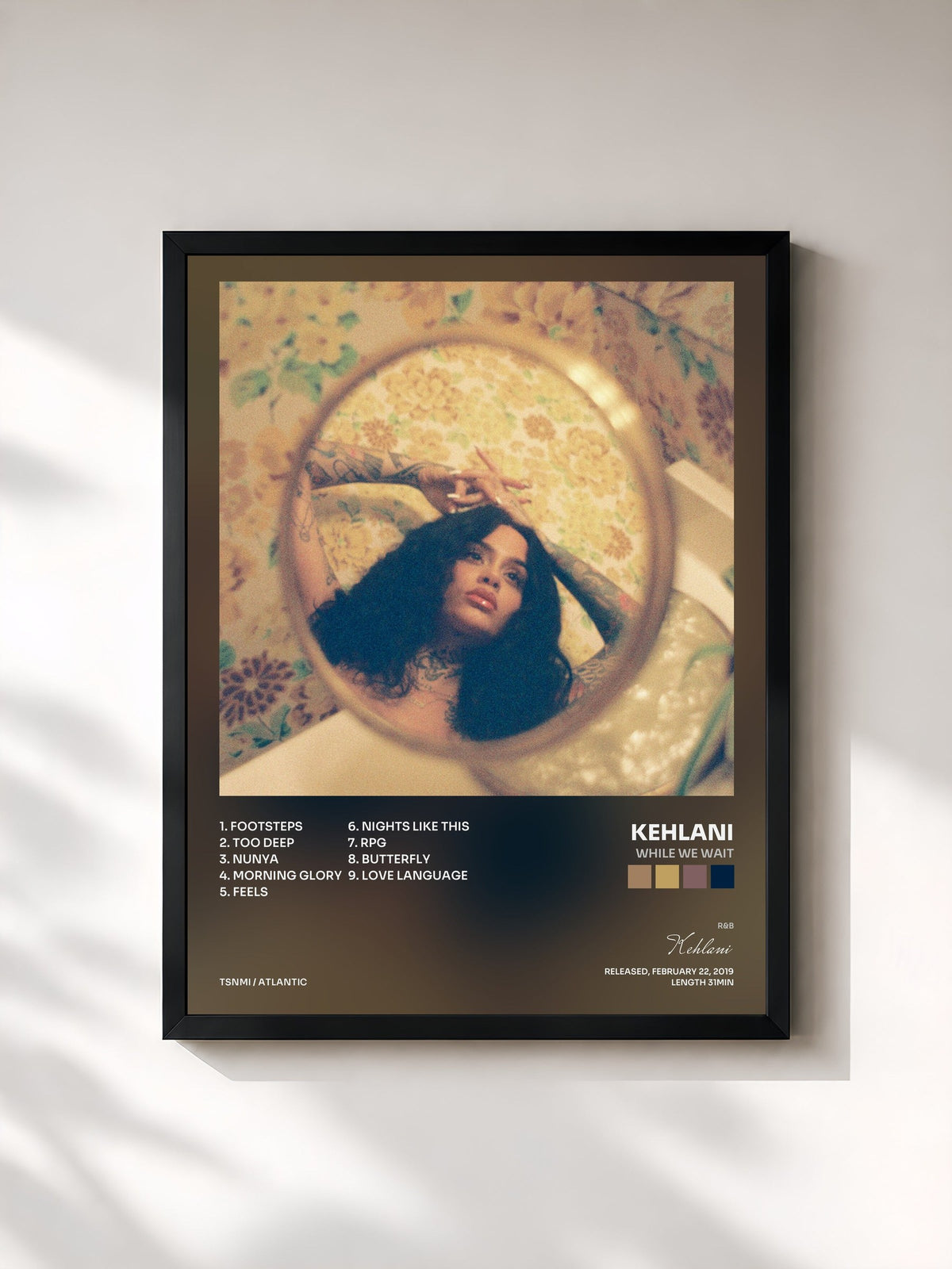 #noir While We Wait by Kehlani as a framed art print, black frame, printed and framed in France