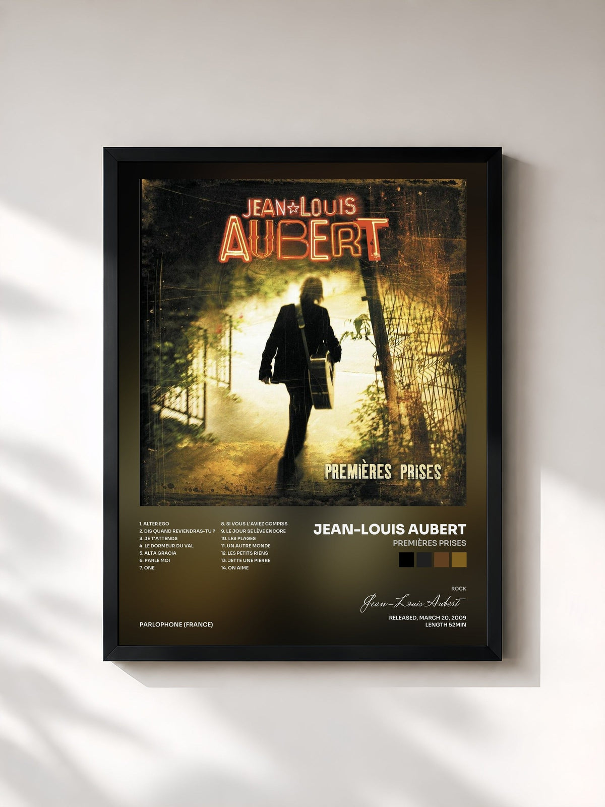 #noir Premières Prises by Jean-Louis Aubert as a framed art print, black frame, printed and framed in France