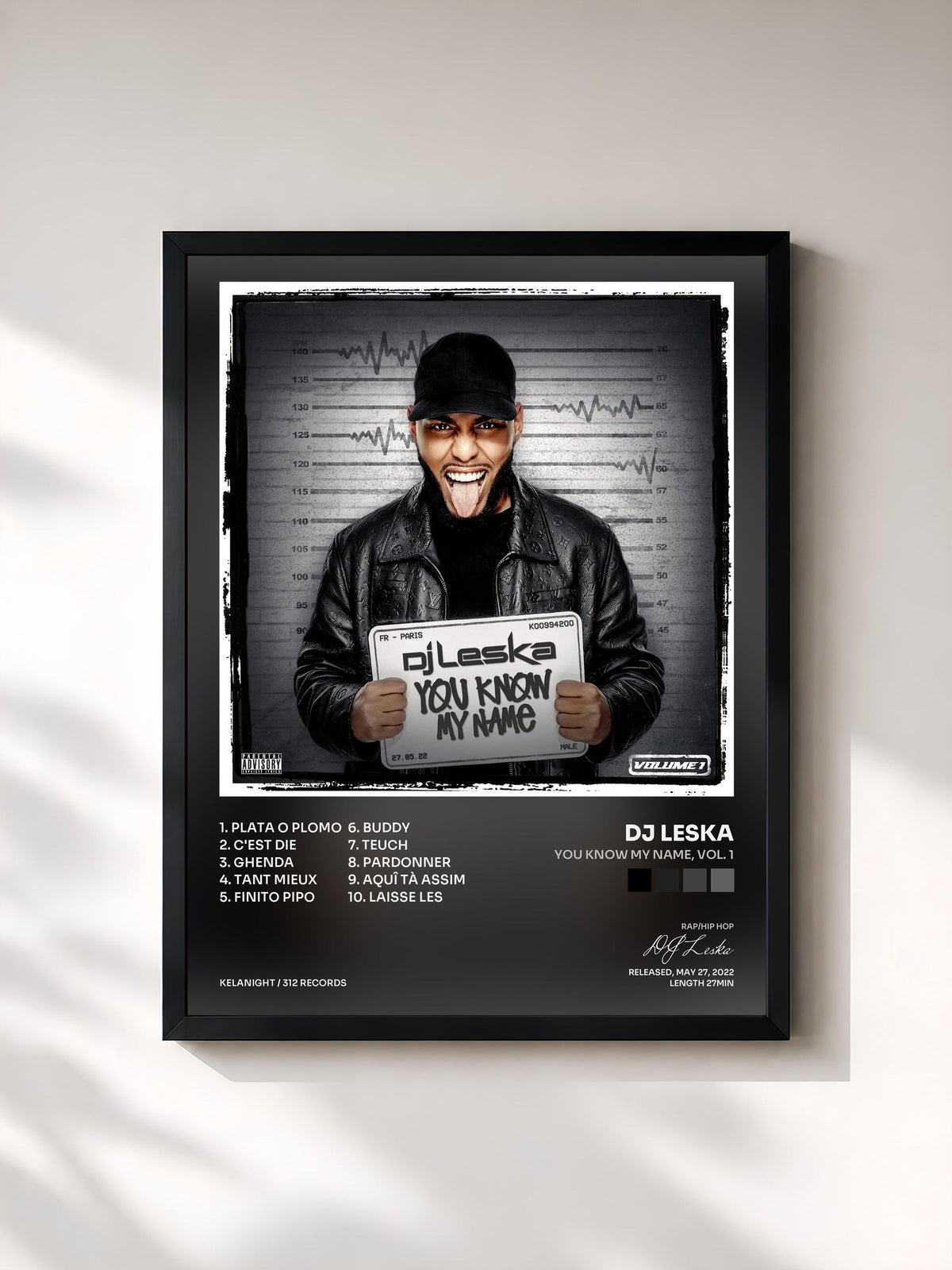 #noir You Know My Name, Vol. 1 by DJ Leska as a framed art print, black frame, printed and framed in France