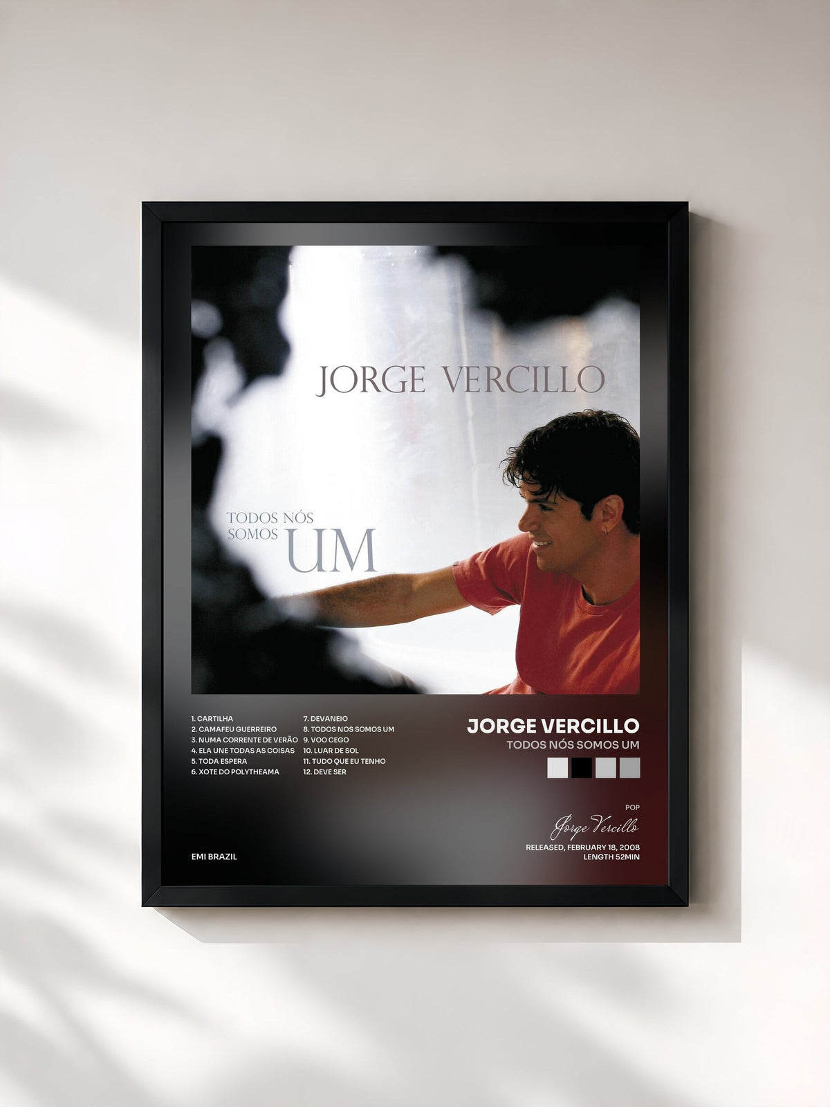 #noir Tableau de l'album Todos Nós Somos Um de Jorge Vercillo, cadre noir, imprimé et encadré en France