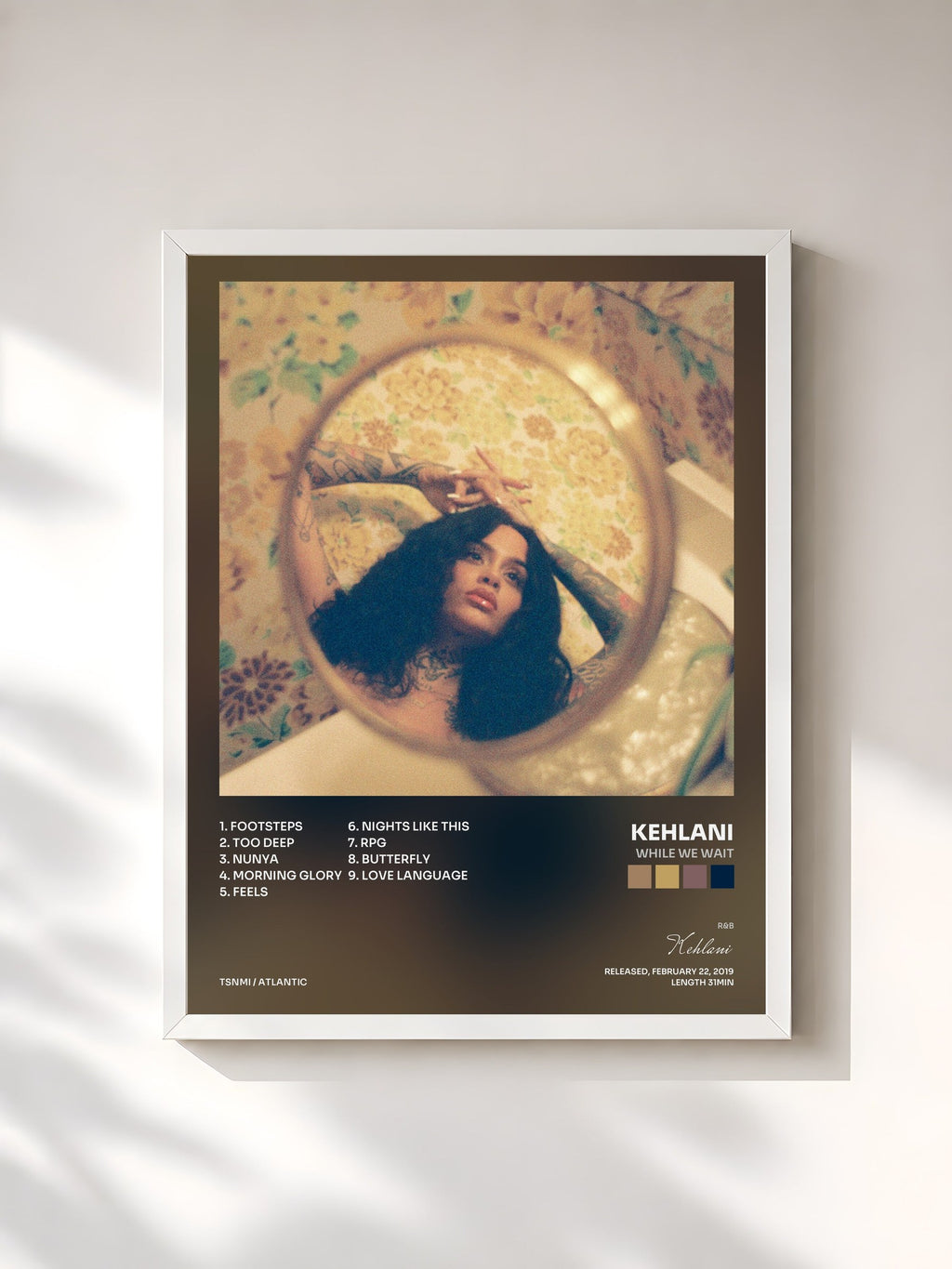 #blanc While We Wait by Kehlani as a framed art print, white frame, printed and framed in France