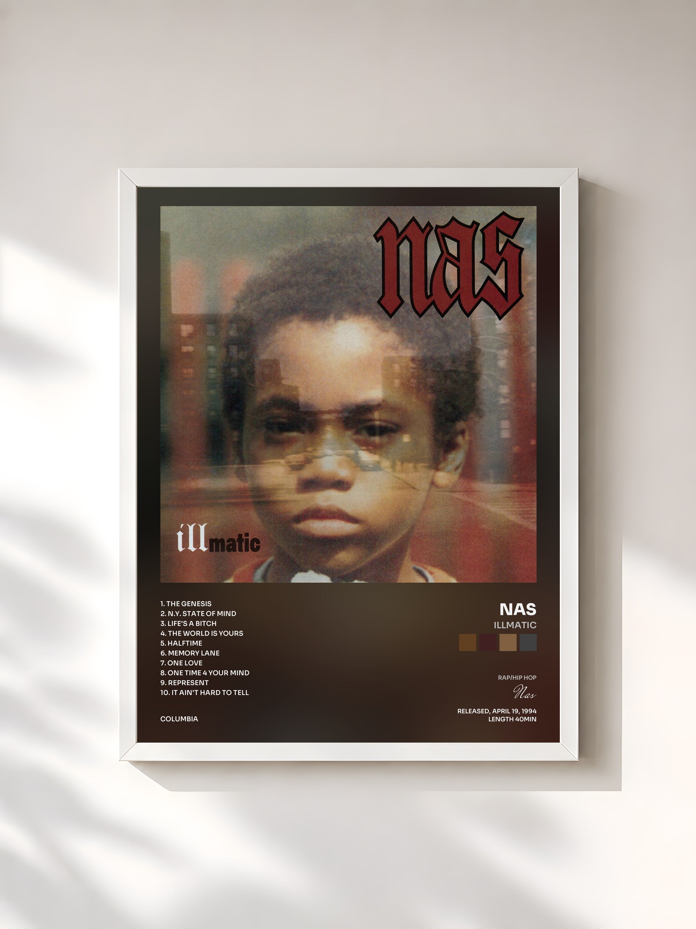 #blanc Illmatic by Nas as a framed art print, white frame, printed and framed in France