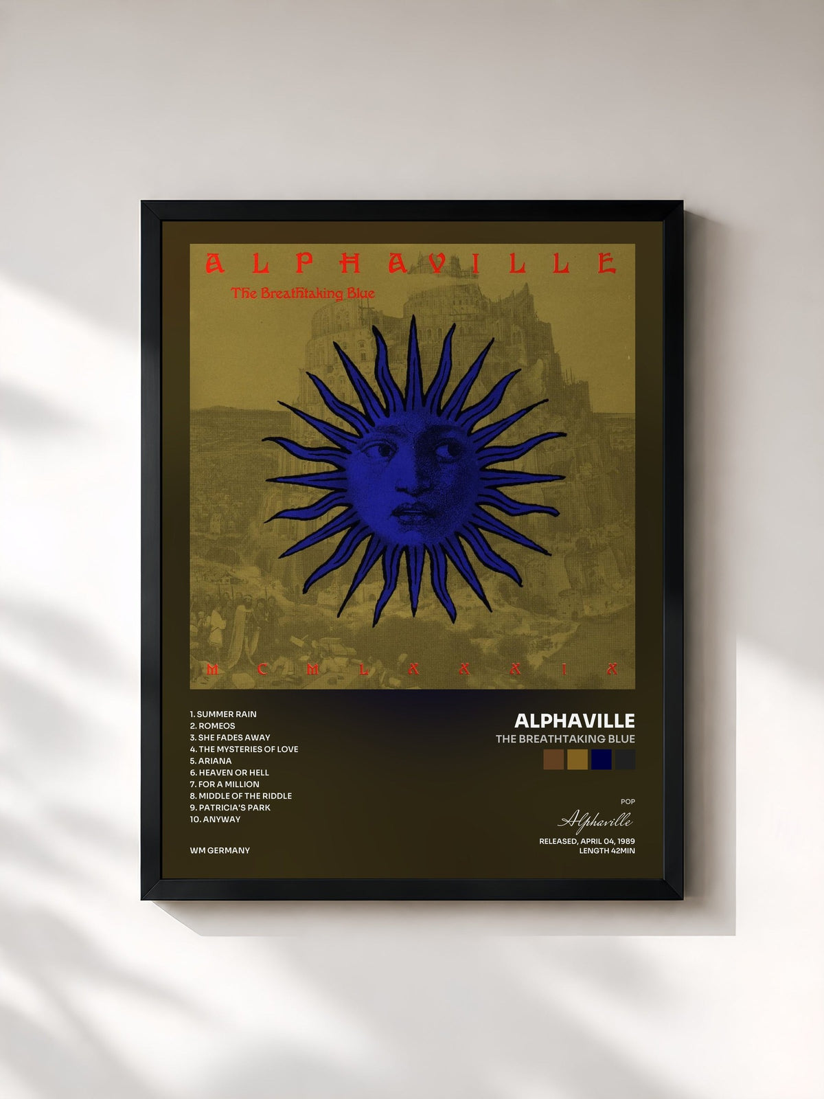 #noir Tableau de l'album The Breathtaking Blue de Alphaville, cadre noir, imprimé et encadré en France