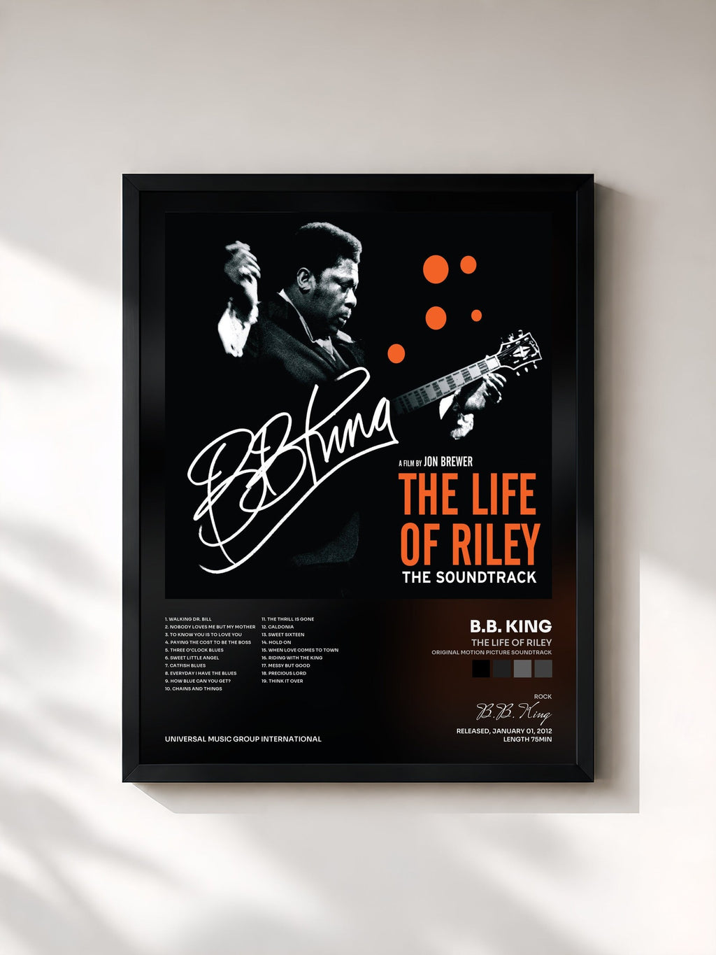 #noir The Life Of Riley (Original Motion Picture Soundtrack) by B.B. King as a framed art print, black frame, printed and framed in France