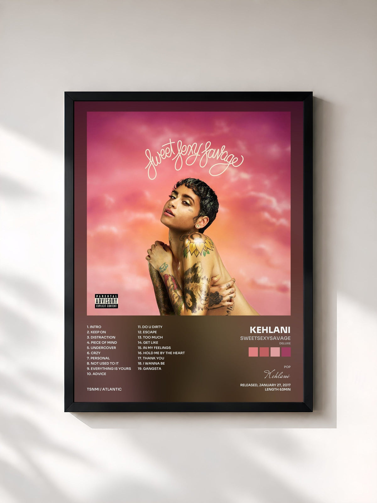 #noir Tableau de l'album SweetSexySavage (Deluxe) de Kehlani, cadre noir, imprimé et encadré en France