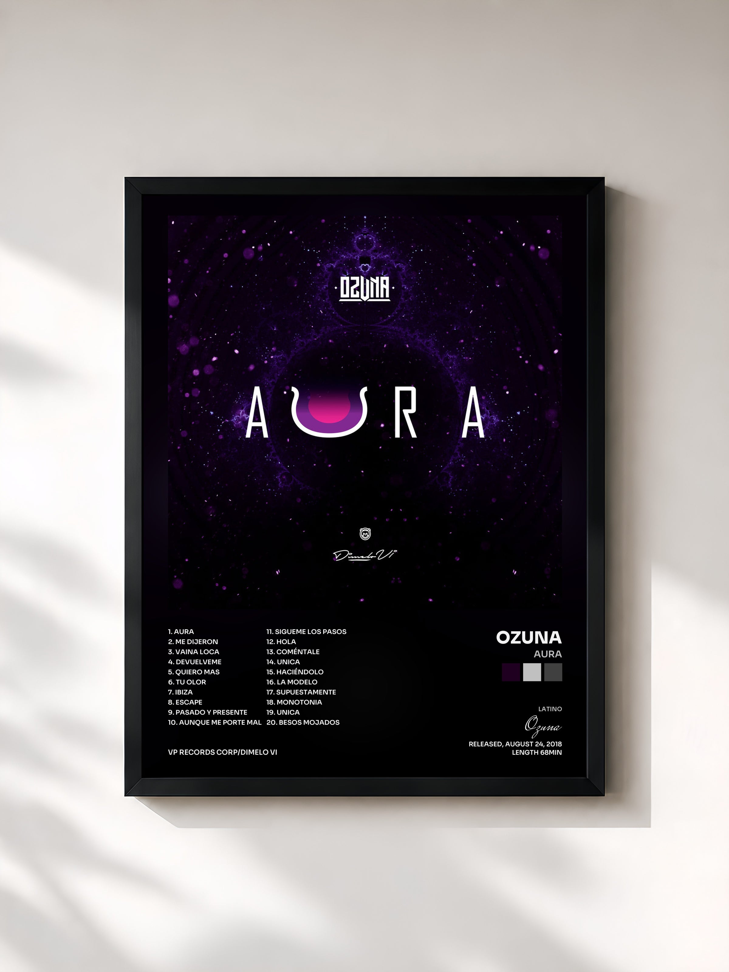 #noir Aura by Ozuna as a framed art print, black frame, printed and framed in France