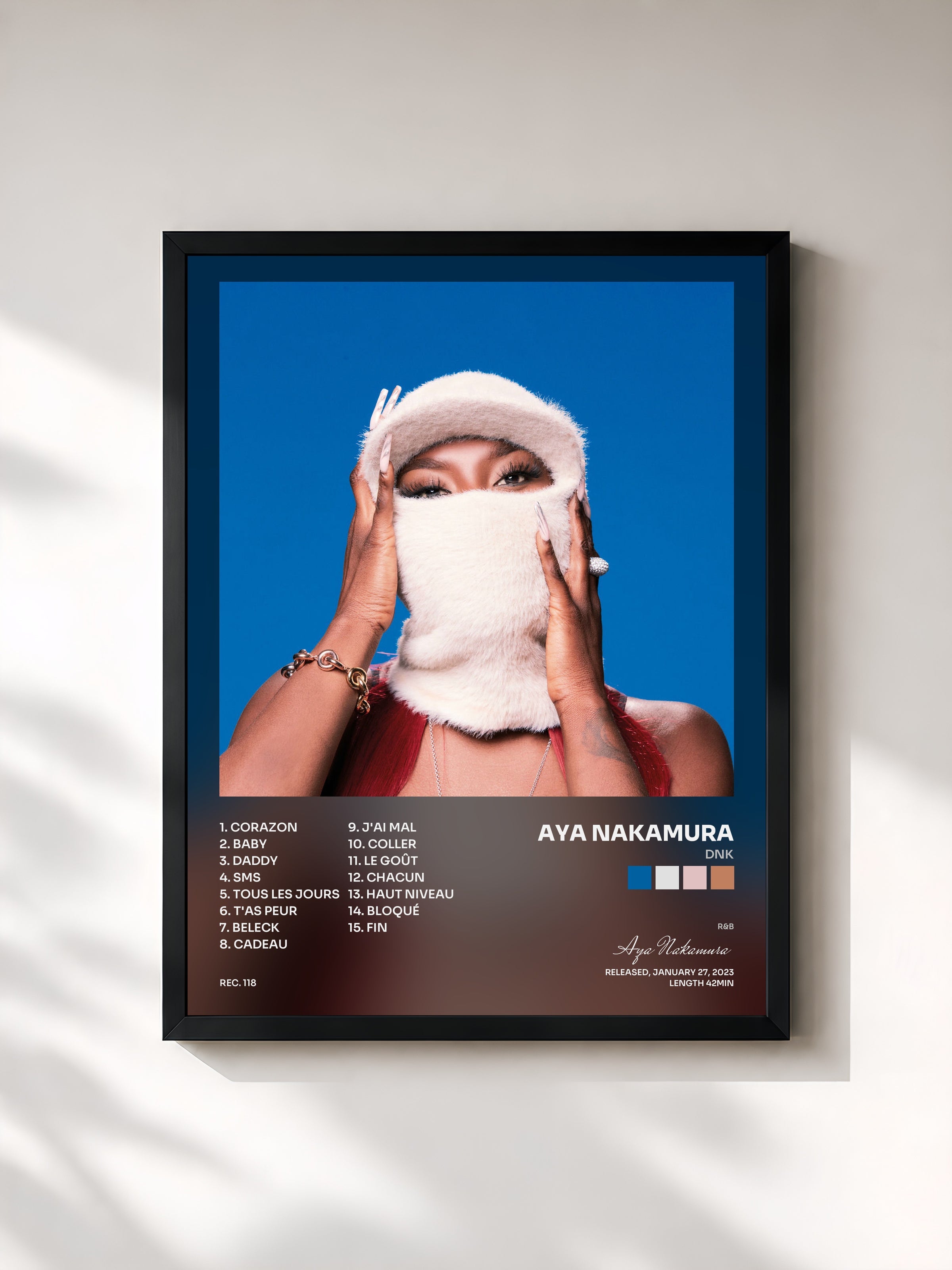 #noir DNK by Aya Nakamura as a framed art print, black frame, printed and framed in France
