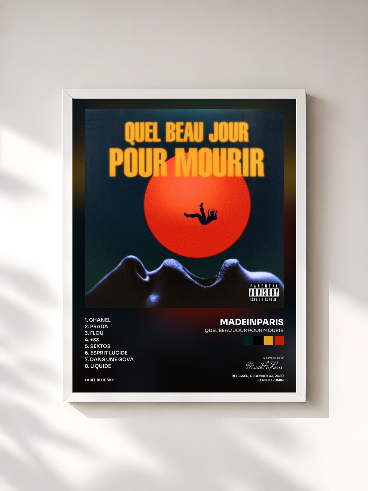 #blanc Tableau de l'album Quel beau jour pour mourir de MadeInParis, cadre blanc, imprimé et encadré en France