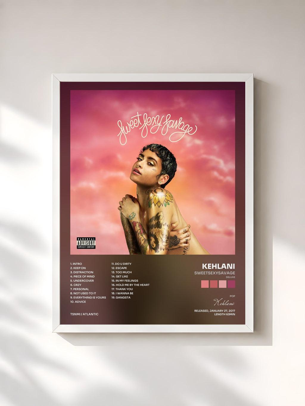 #blanc Tableau de l'album SweetSexySavage (Deluxe) de Kehlani, cadre blanc, imprimé et encadré en France