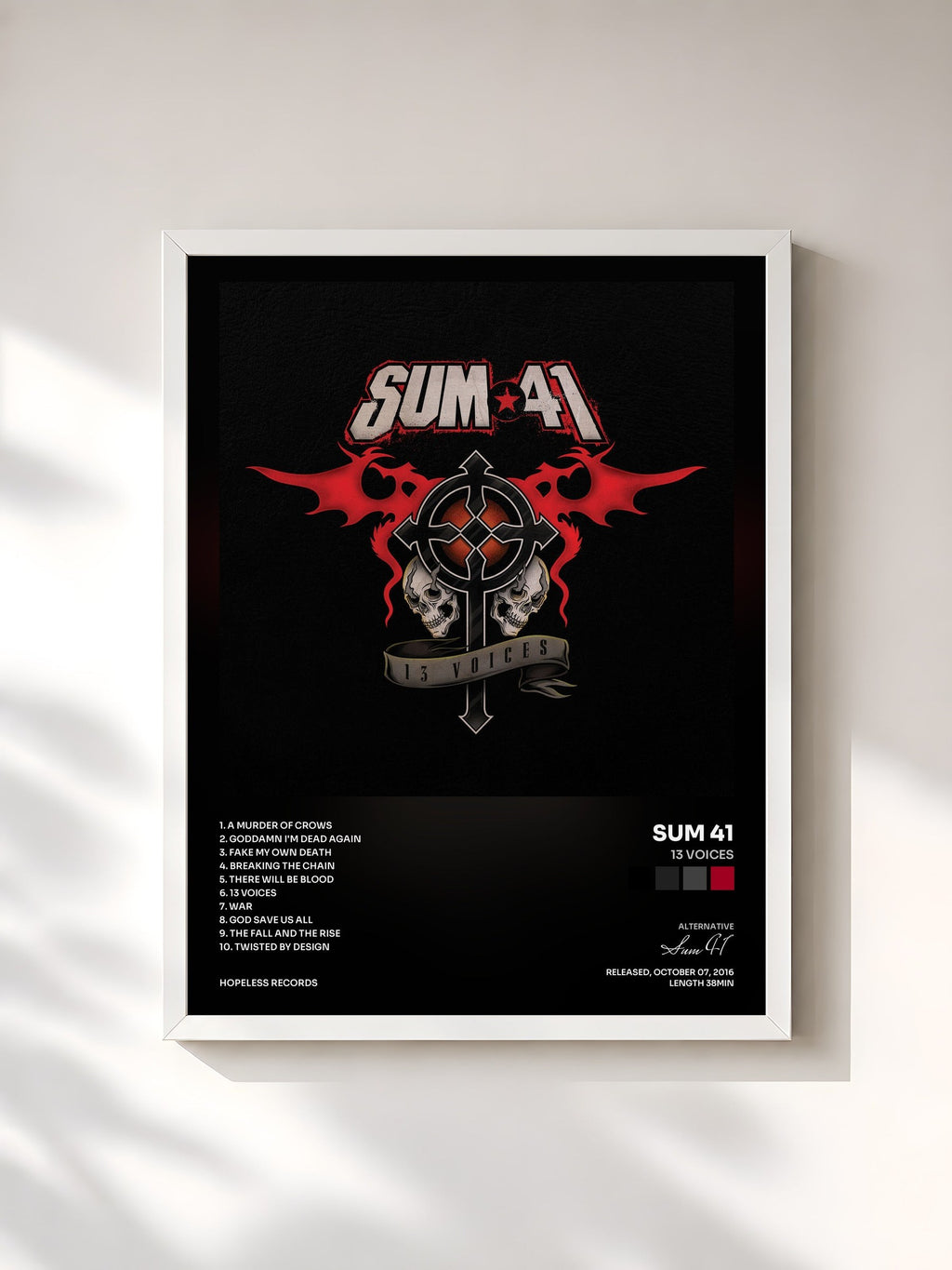 #blanc 13 Voices di Sum 41 in stampa incorniciata, cornice bianca, stampata e incorniciata in Francia