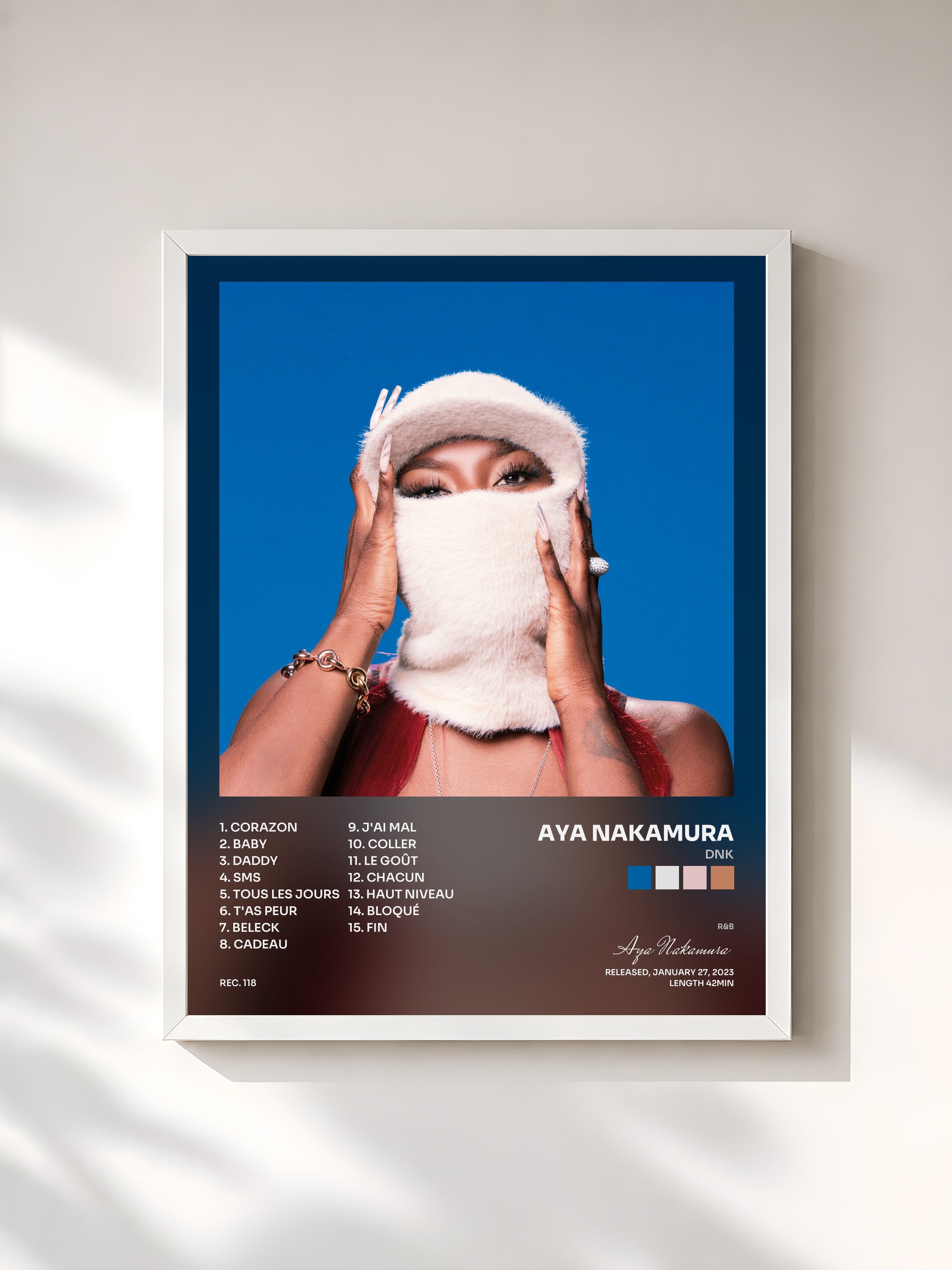 #blanc DNK by Aya Nakamura as a framed art print, white frame, printed and framed in France