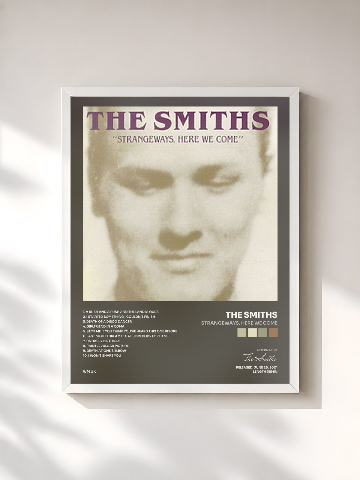 #blanc Strangeways, Here We Come von The Smiths als gerahmter Kunstdruck, weißer Rahmen, gedruckt und gerahmt in Frankreich