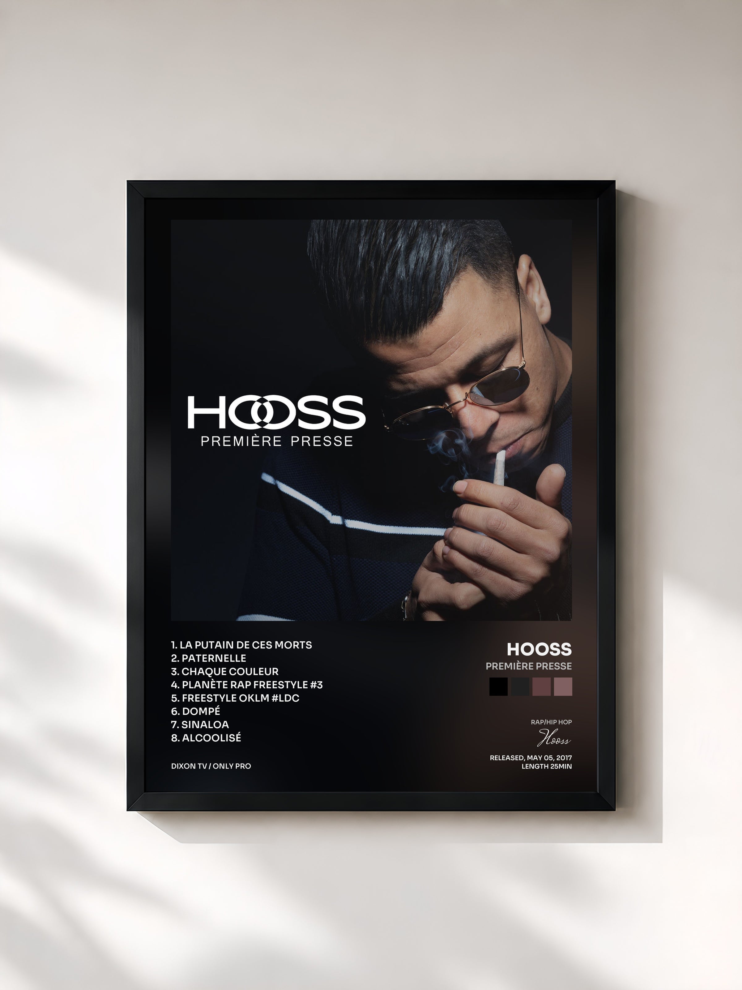 #noir Première Presse by Hooss as a framed art print, black frame, printed and framed in France