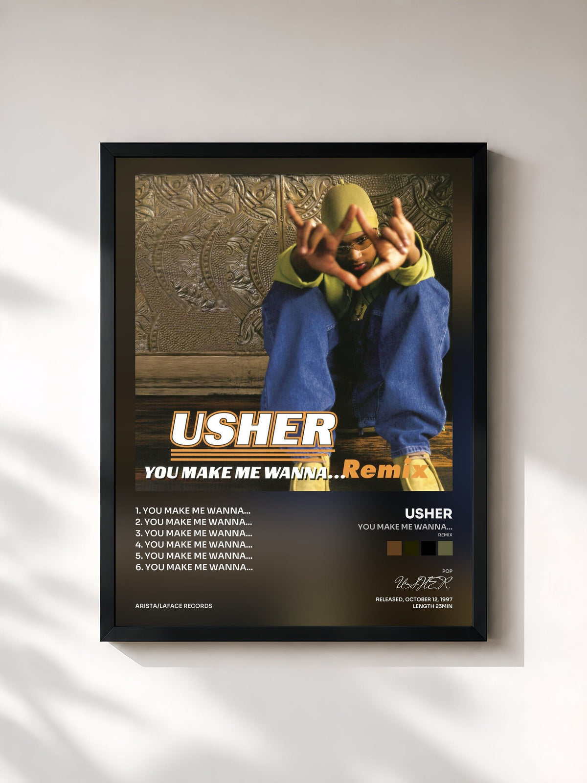 #noir Tableau de l'album You Make Me Wanna... (Remix) de USHER, cadre noir, imprimé et encadré en France