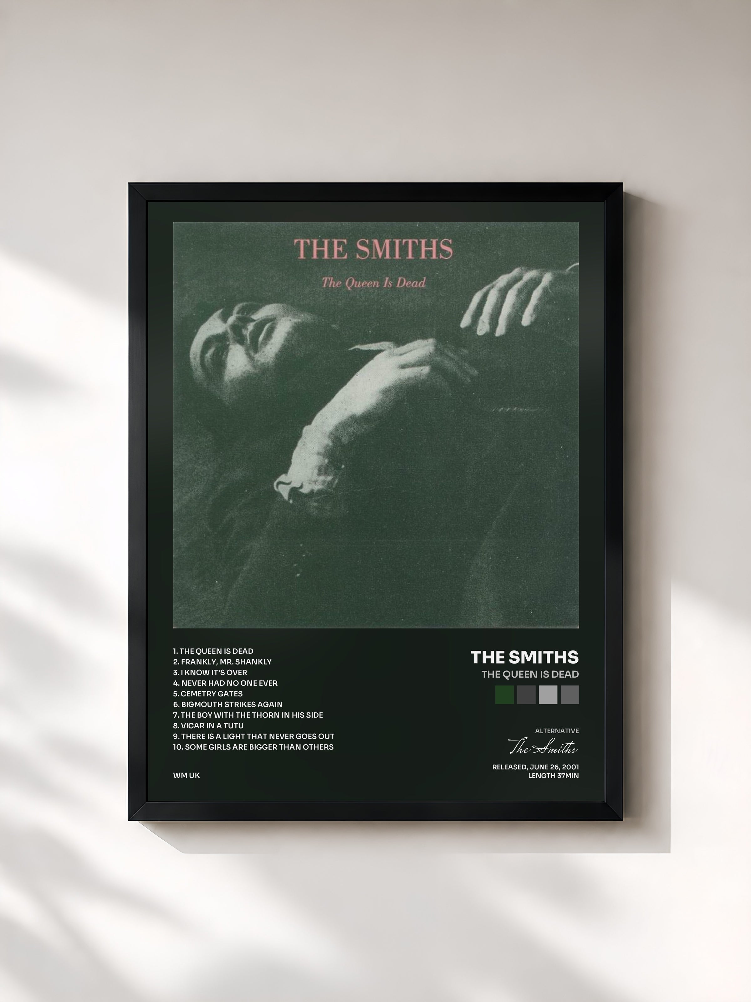 #noir Tableau de l'album The Queen Is Dead de The Smiths, cadre noir, imprimé et encadré en France