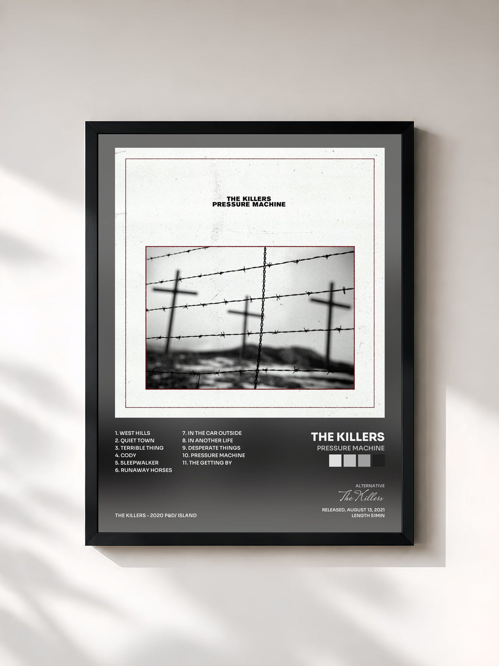 #noir Pressure Machine von The Killers als gerahmter Kunstdruck, schwarzer Rahmen, gedruckt und gerahmt in Frankreich