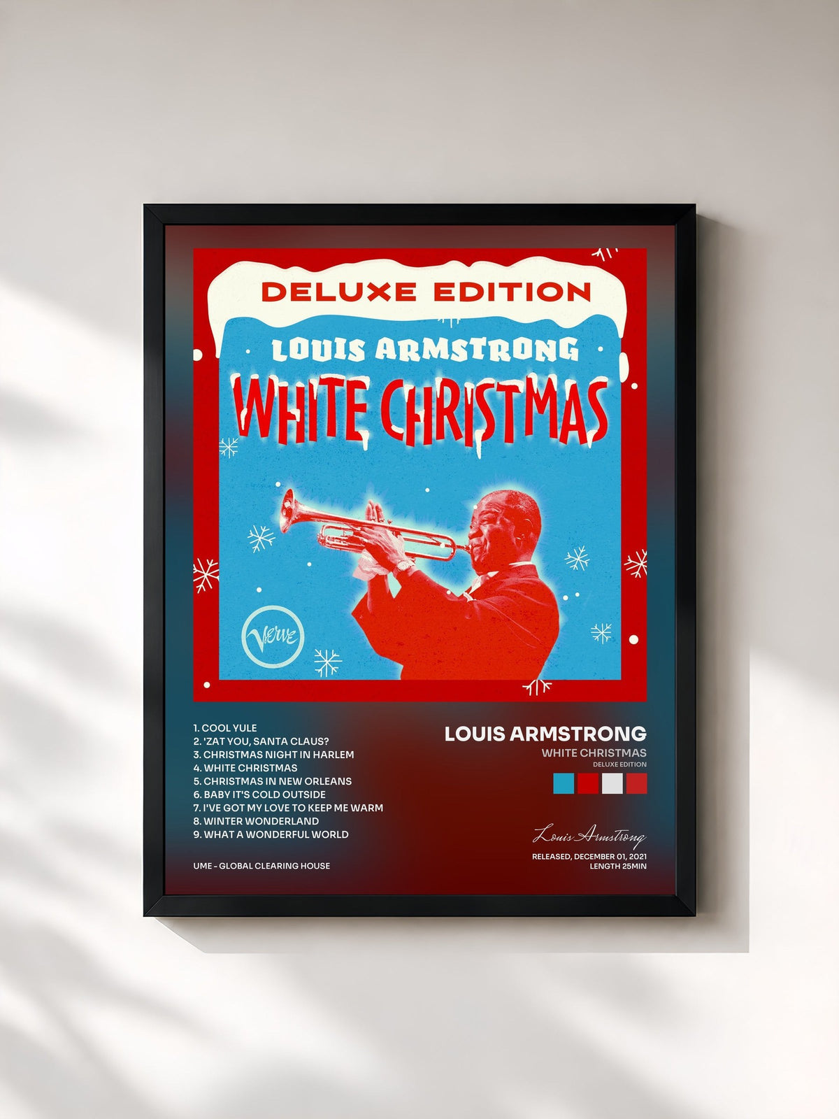 #noir Tableau de l'album White Christmas (Deluxe Edition) de Louis Armstrong, cadre noir, imprimé et encadré en France