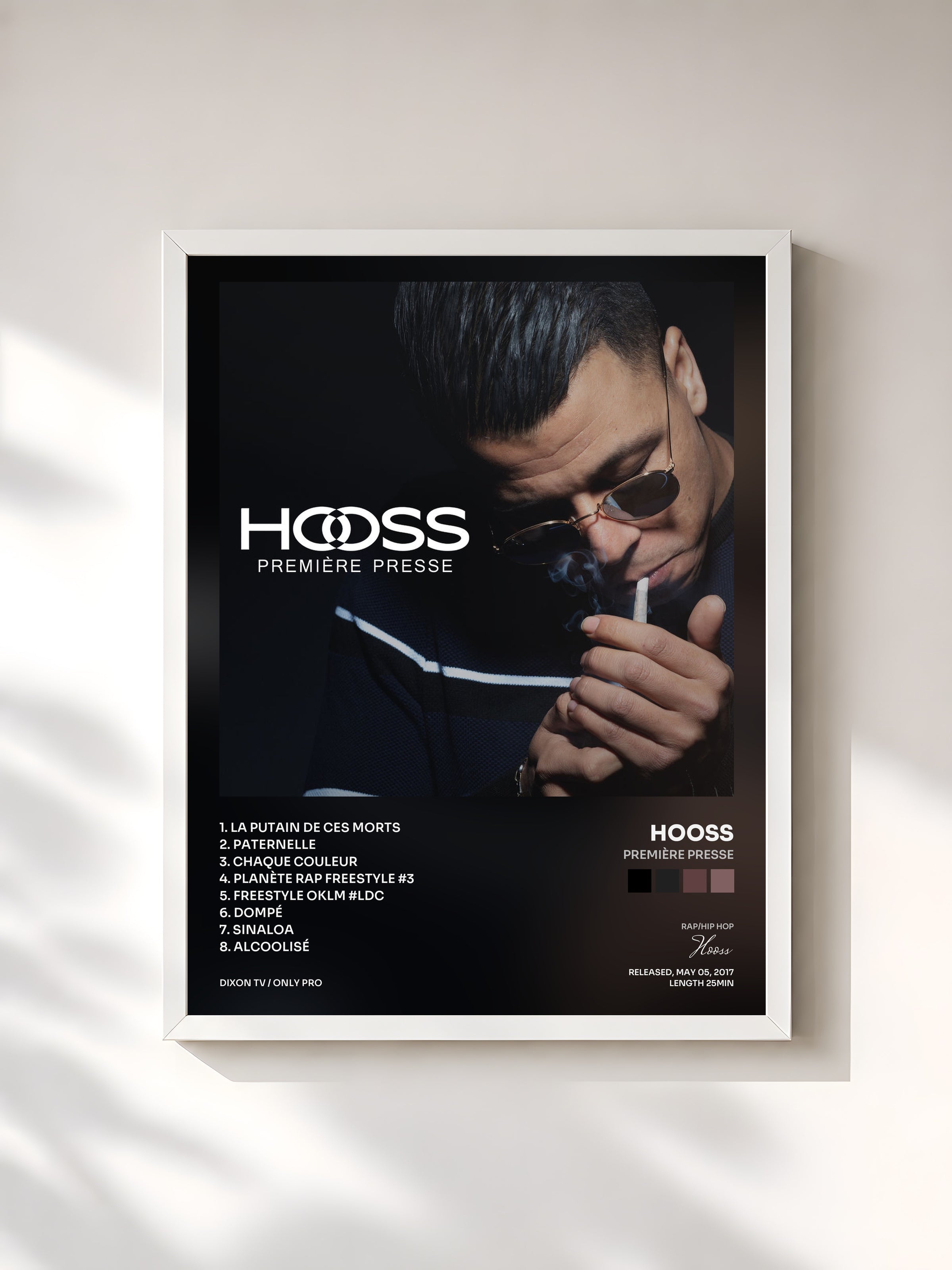 #blanc Première Presse by Hooss as a framed art print, white frame, printed and framed in France