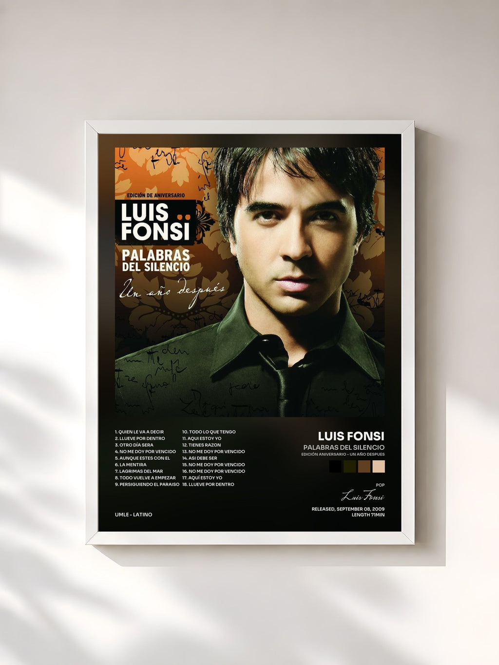 #blanc Palabras Del Silencio (Edición Aniversario - Un Año Despues) di Luis Fonsi in stampa incorniciata, cornice bianca, stampata e incorniciata in Francia