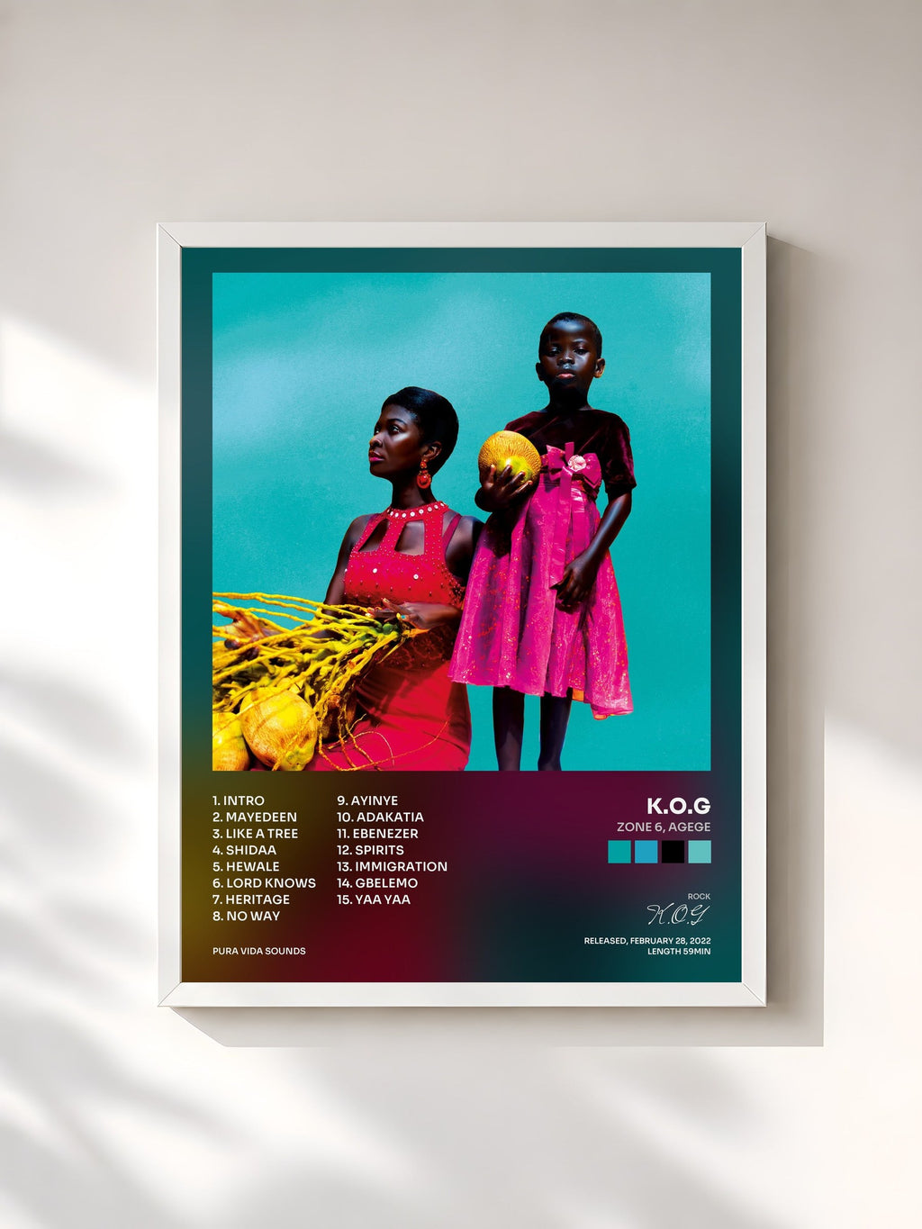 #blanc Tableau de l'album Zone 6, Agege de K.O.G, cadre blanc, imprimé et encadré en France