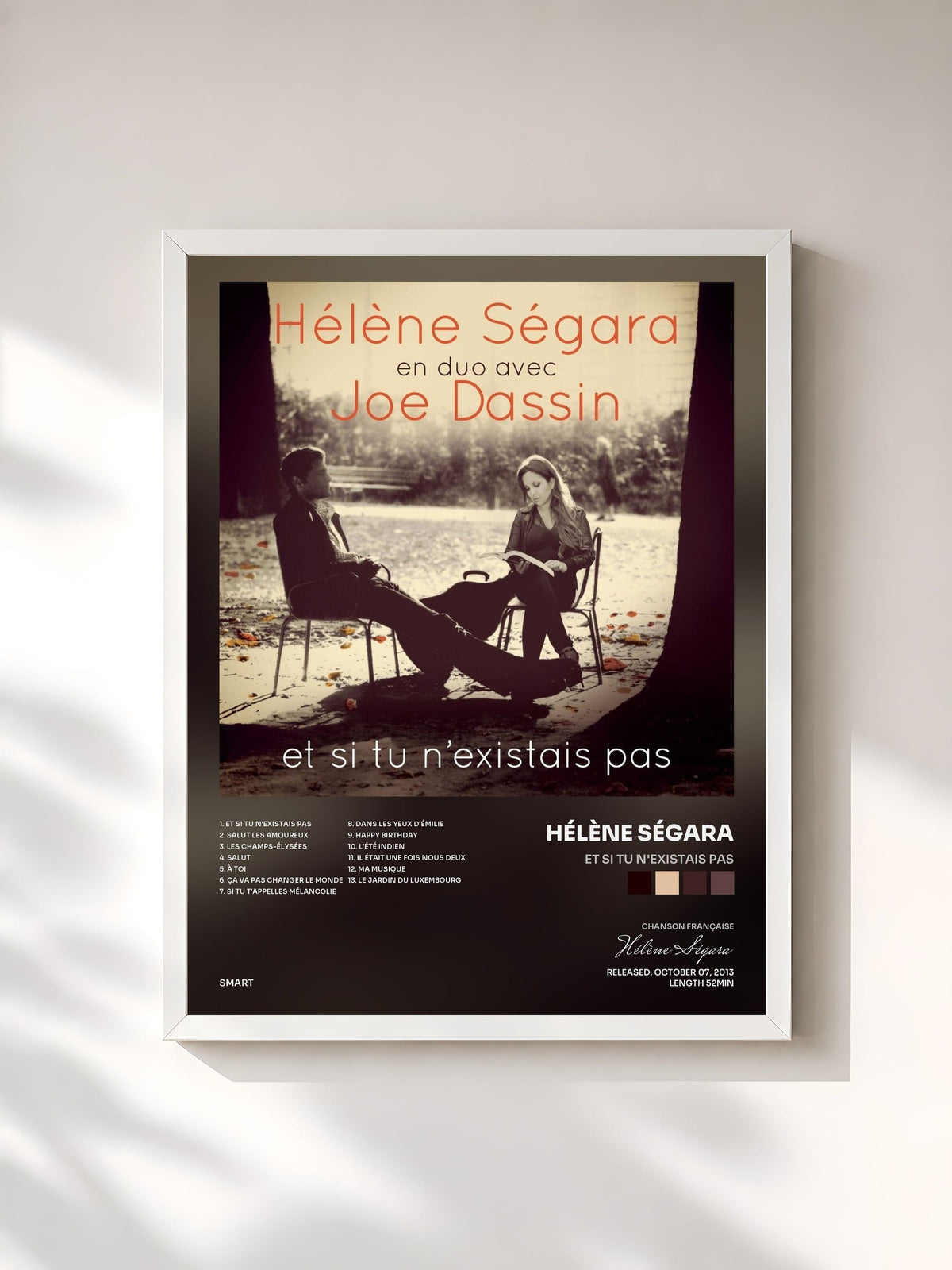#blanc Tableau de l'album Et si tu n'existais pas de Hélène Ségara, cadre blanc, imprimé et encadré en France