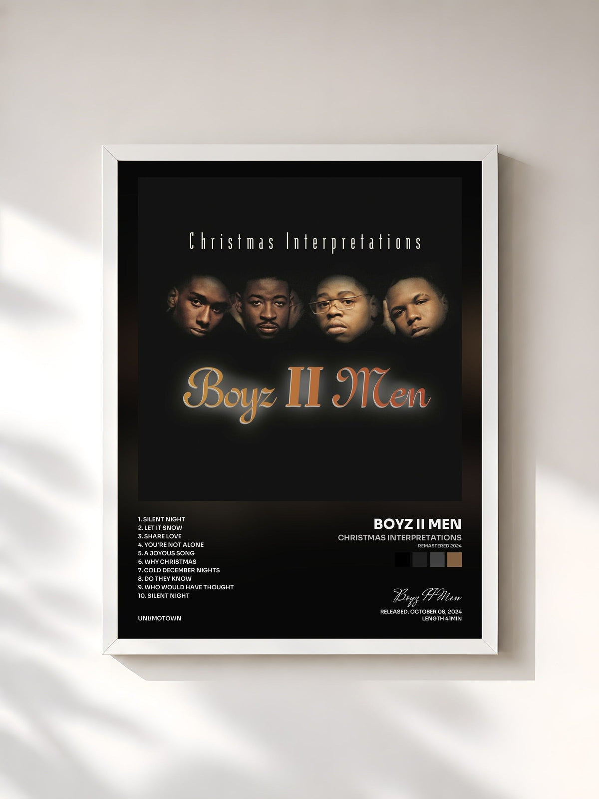 #blanc Tableau de l'album Christmas Interpretations (Remastered 2024) de Boyz II Men, cadre blanc, imprimé et encadré en France