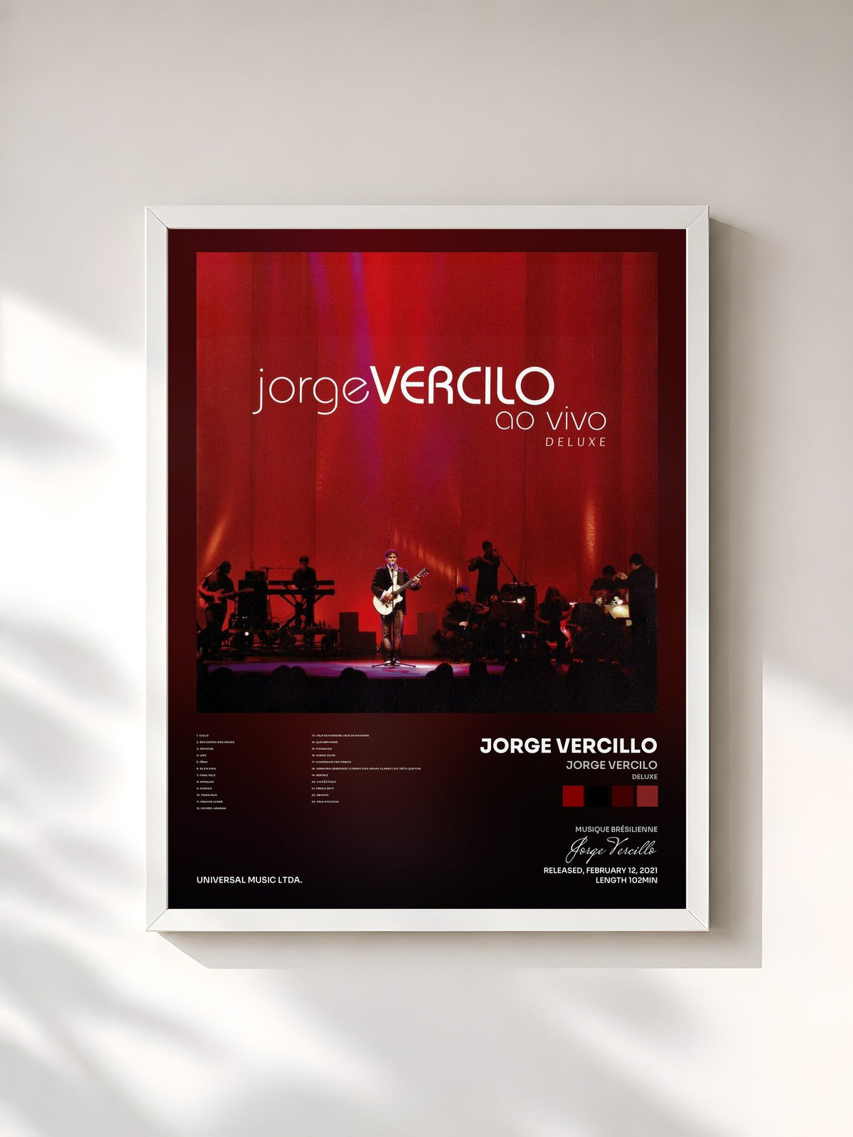 #blanc Tableau de l'album Jorge Vercilo (Deluxe) de Jorge Vercillo, cadre blanc, imprimé et encadré en France