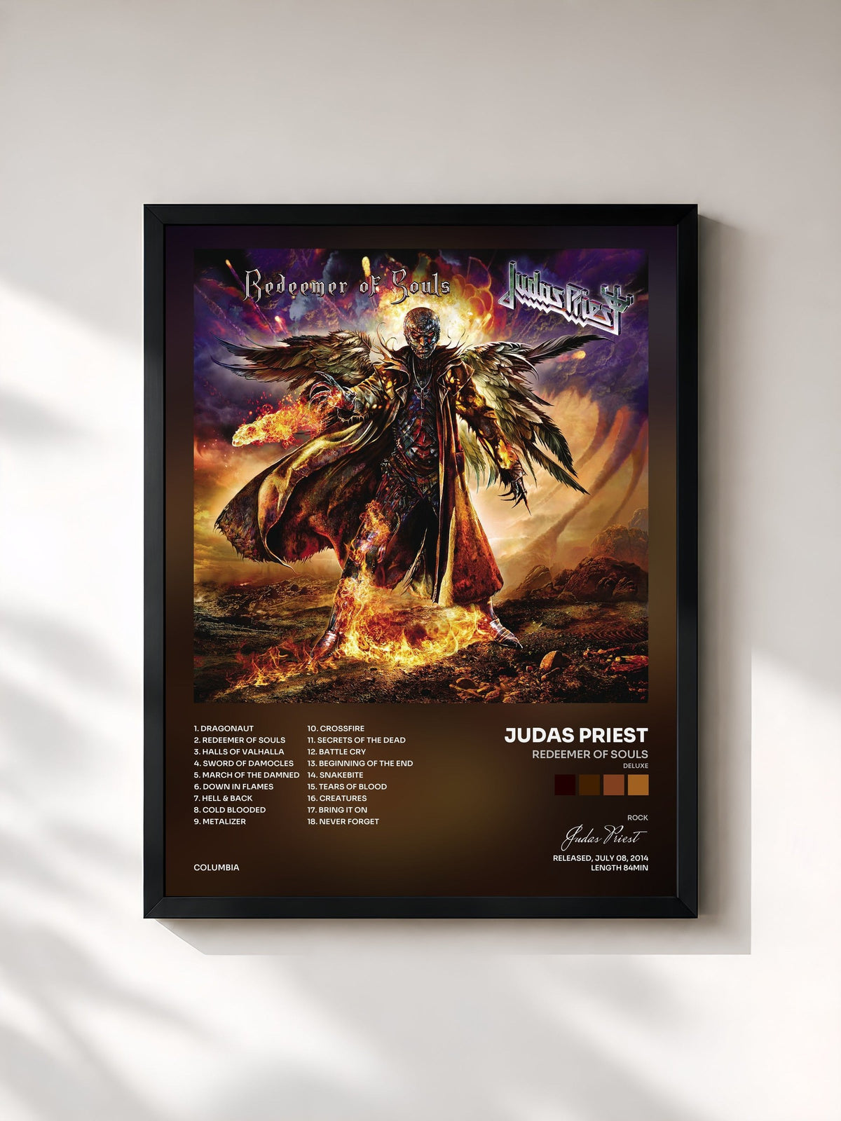#noir Tableau de l'album Redeemer of Souls (Deluxe) de Judas Priest, cadre noir, imprimé et encadré en France
