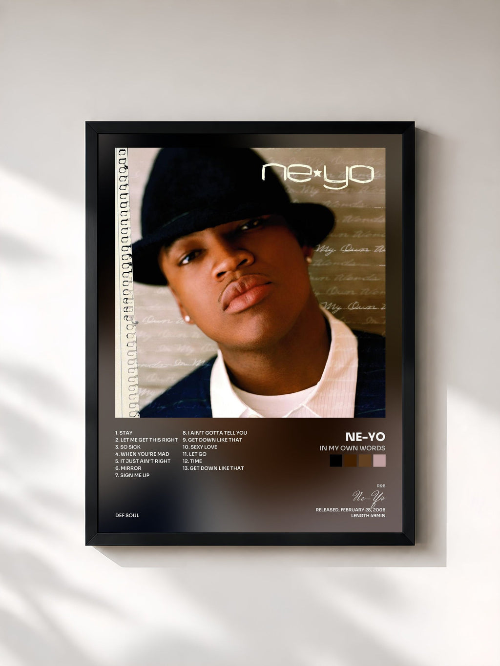 #noir In My Own Words (Deluxe 15th Anniversary Edition) von Ne-Yo als gerahmter Kunstdruck, schwarzer Rahmen, gedruckt und gerahmt in Frankreich