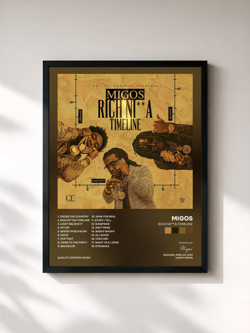 Migos · Rich Ni**a Timeline — Lámina enmarcada