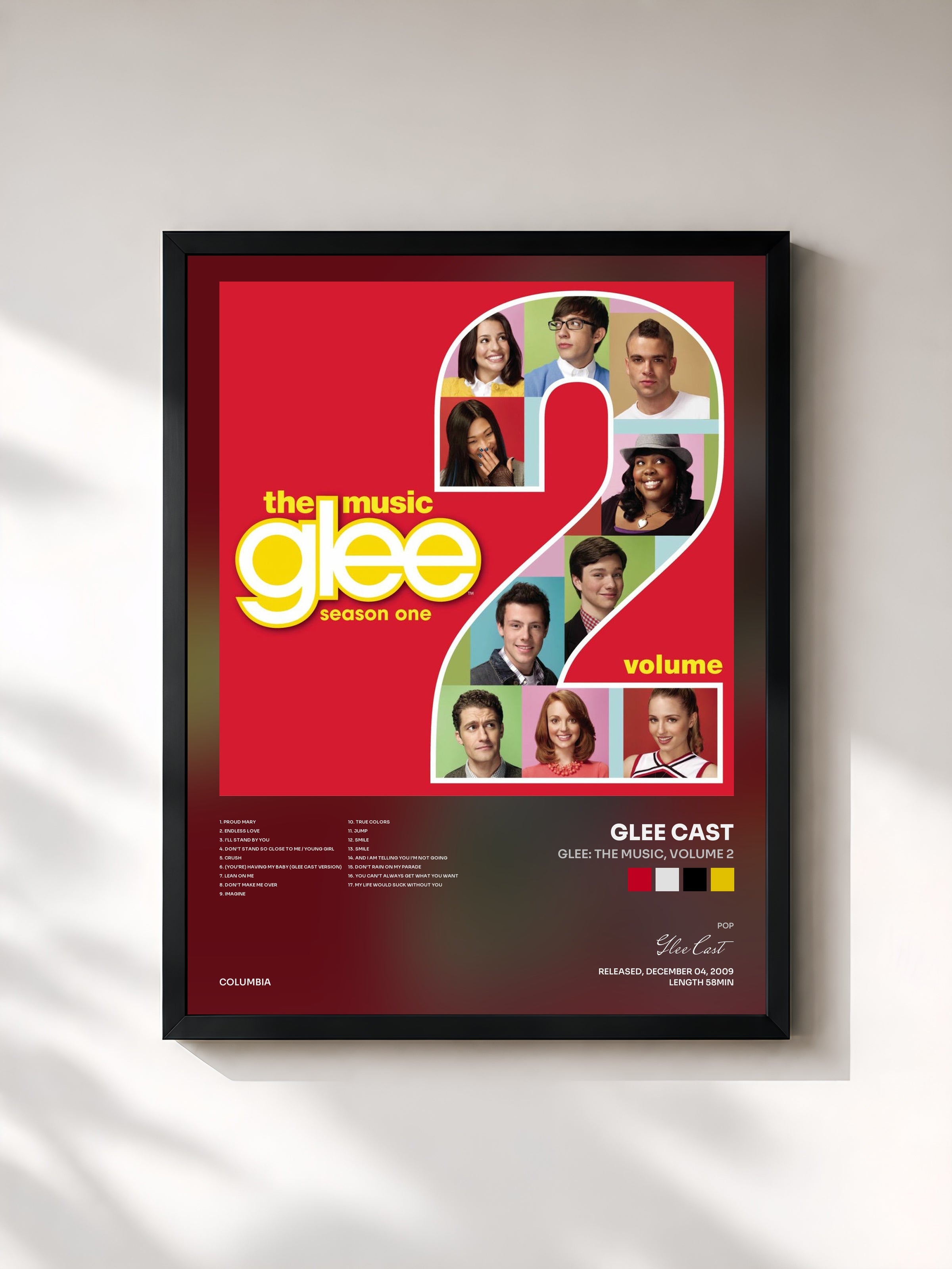 #noir Glee: The Music, Volume 2 by Glee Cast as a framed art print, black frame, printed and framed in France