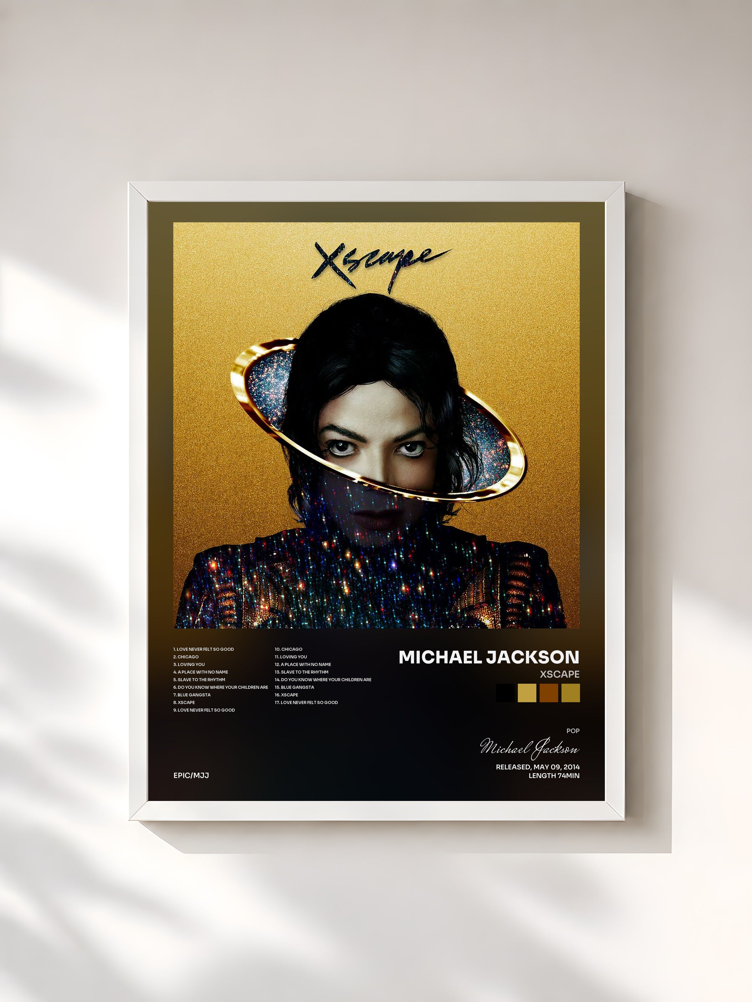 #blanc XSCAPE di Michael Jackson in stampa incorniciata, cornice bianca, stampata e incorniciata in Francia