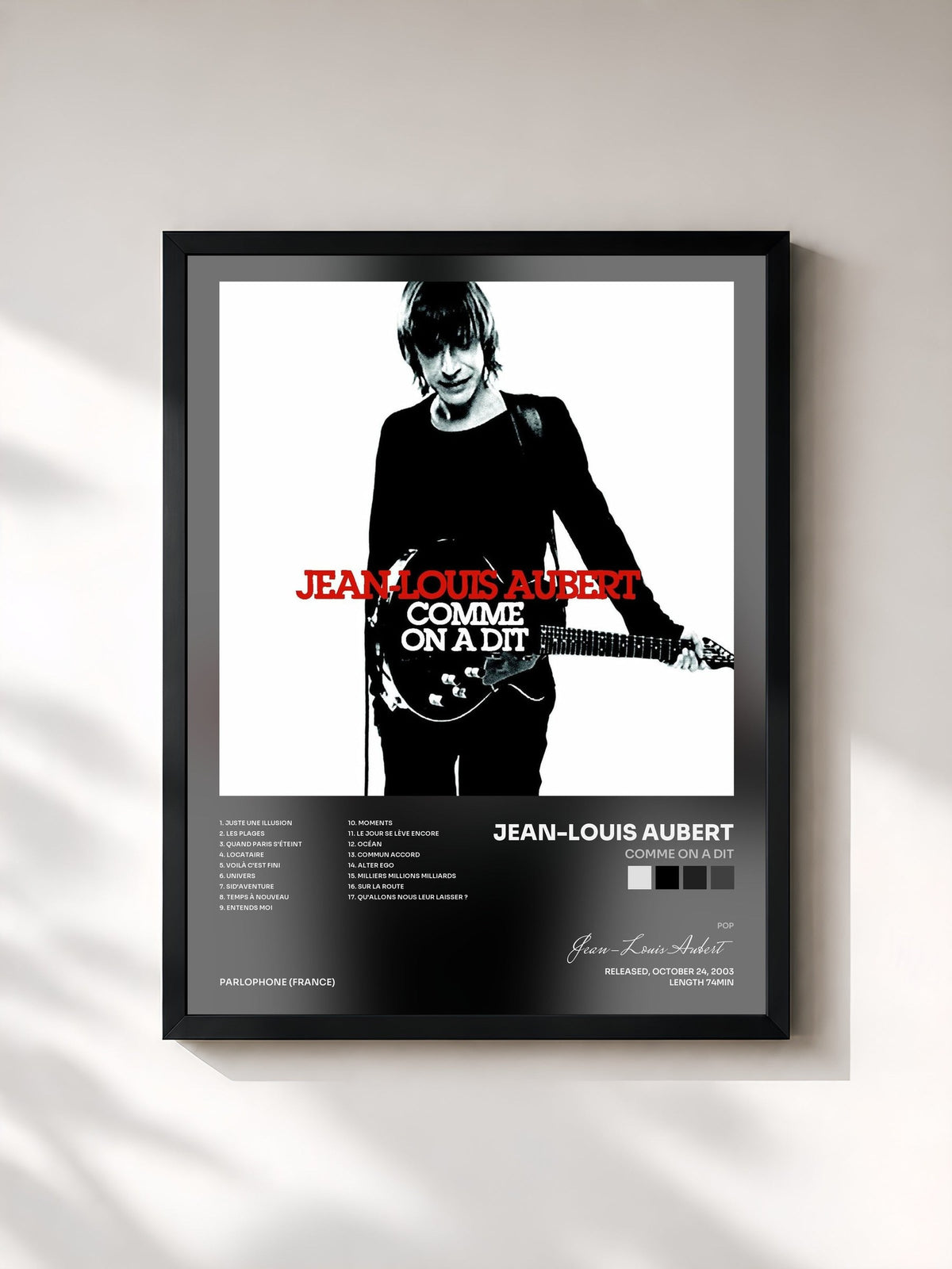 #noir Comme On A Dit by Jean-Louis Aubert as a framed art print, black frame, printed and framed in France