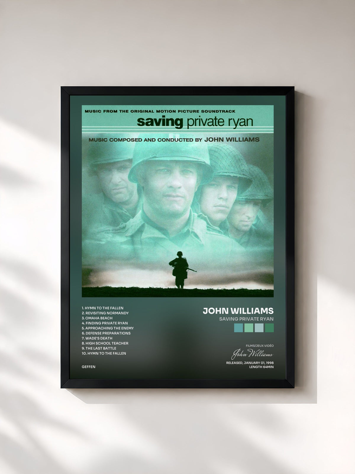 #noir Tableau de l'album Saving Private Ryan de John Williams, cadre noir, imprimé et encadré en France